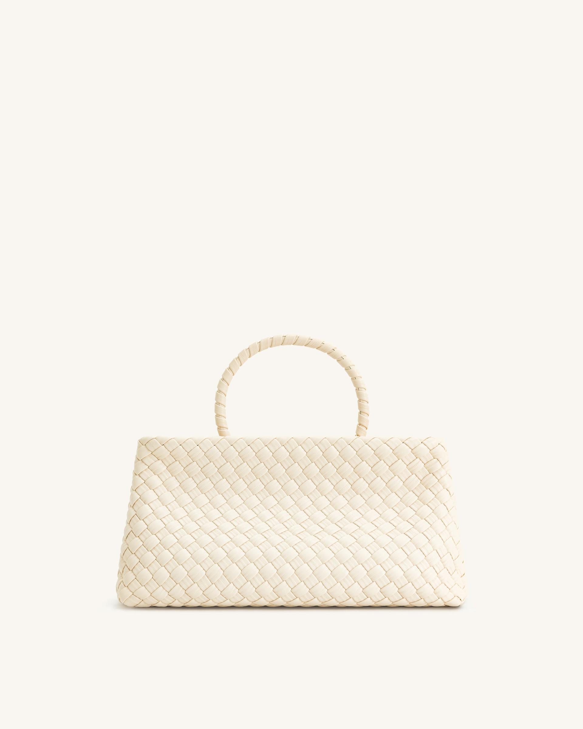 Elora Woven Tote Bag - White 4