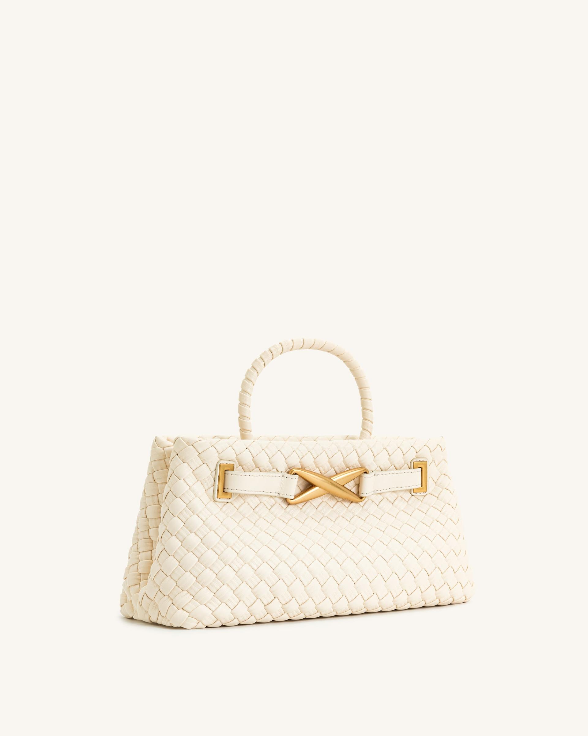 Elora Woven Tote Bag - White 3