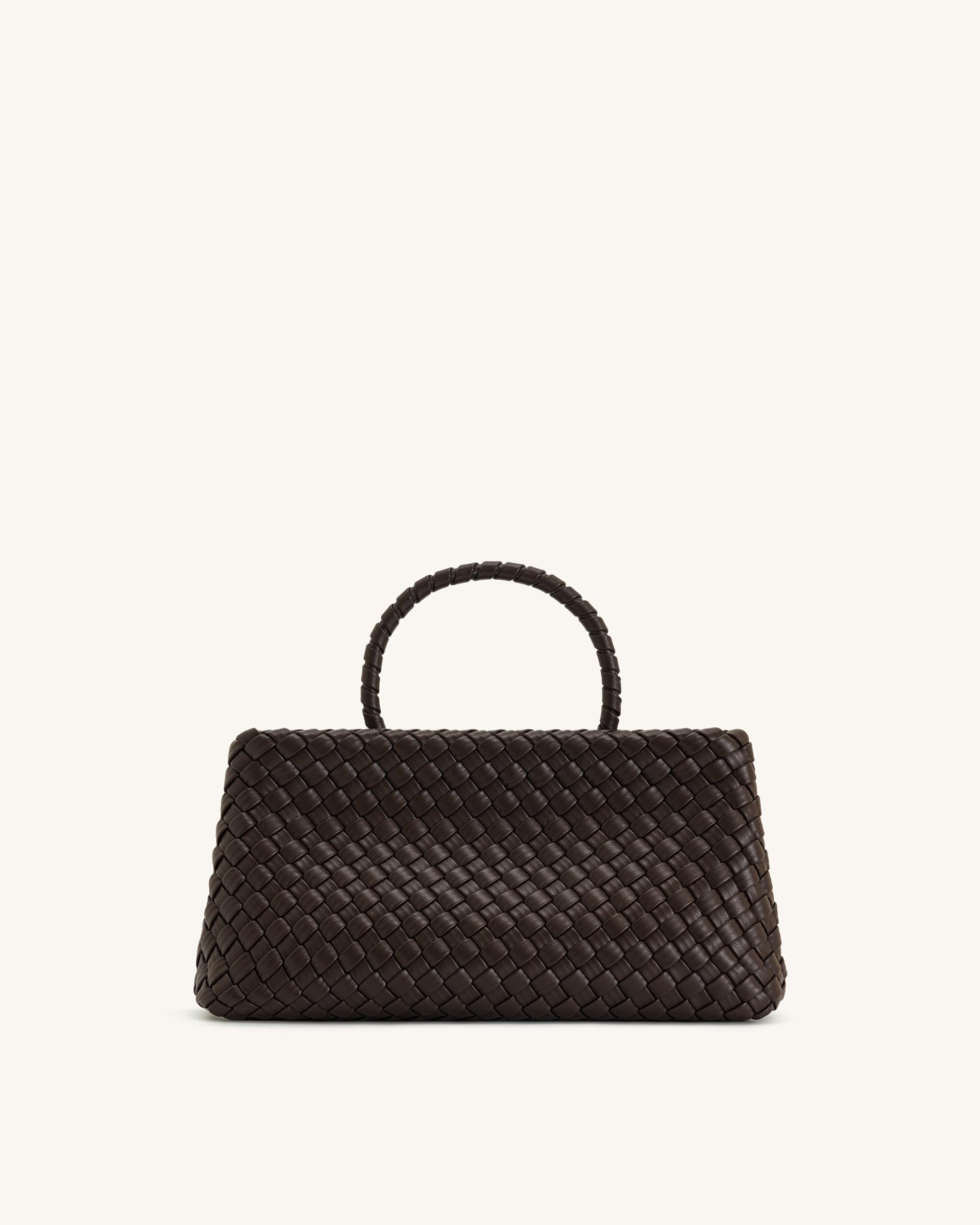 Elora Woven Tote Bag - Dark Brown 4