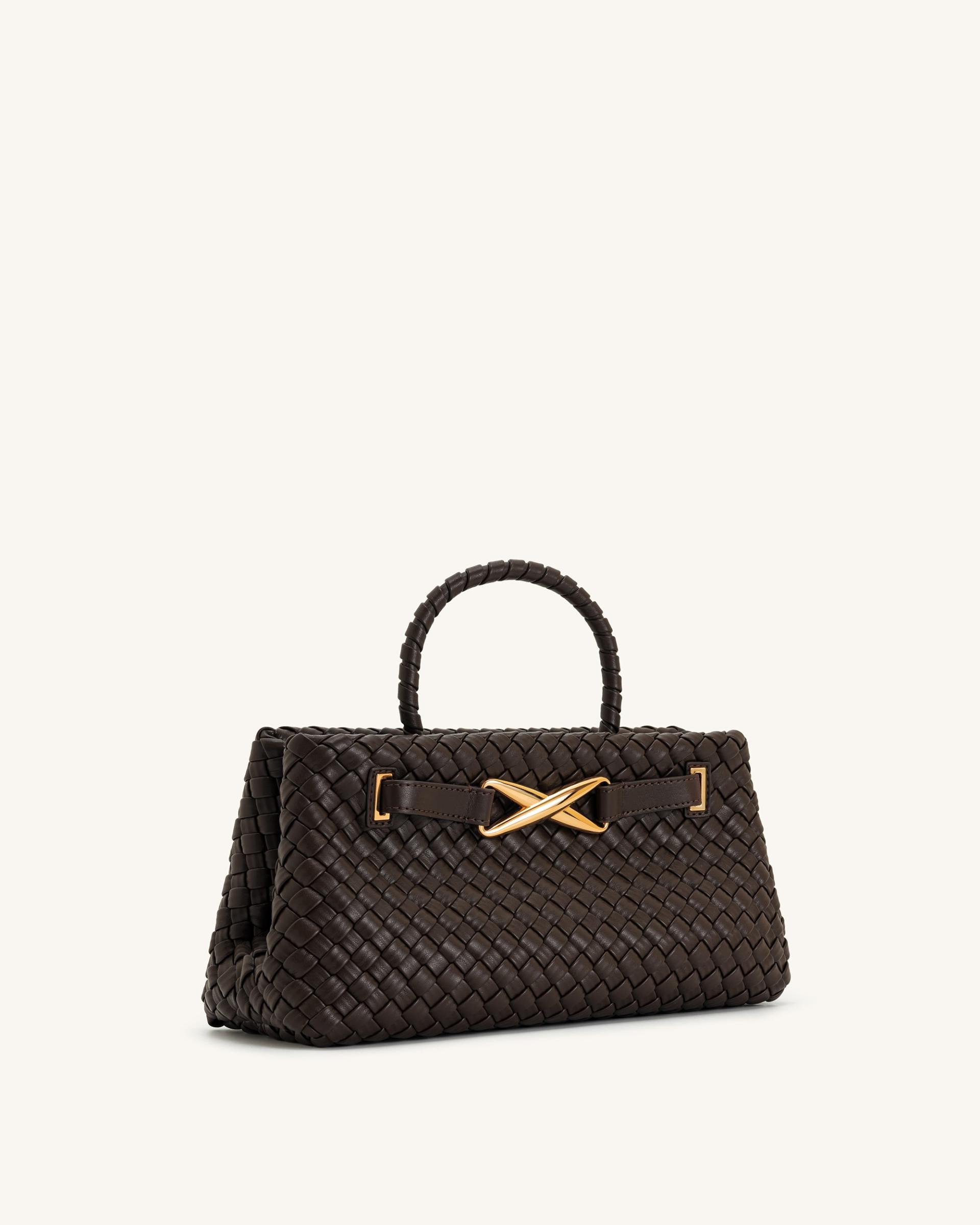 Elora Woven Tote Bag - Dark Brown 3