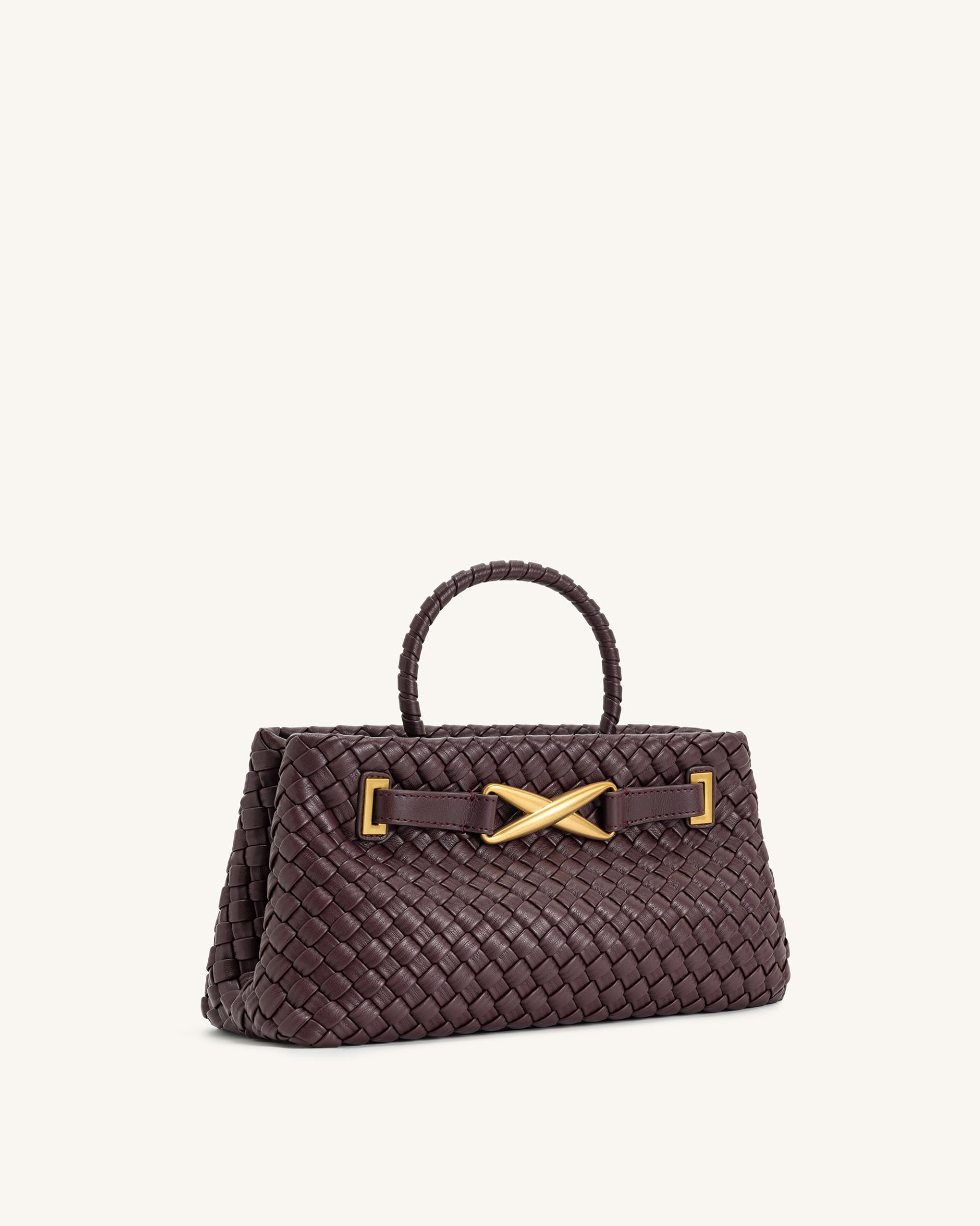 Elora Woven Tote Bag - Deep Burgundy 2