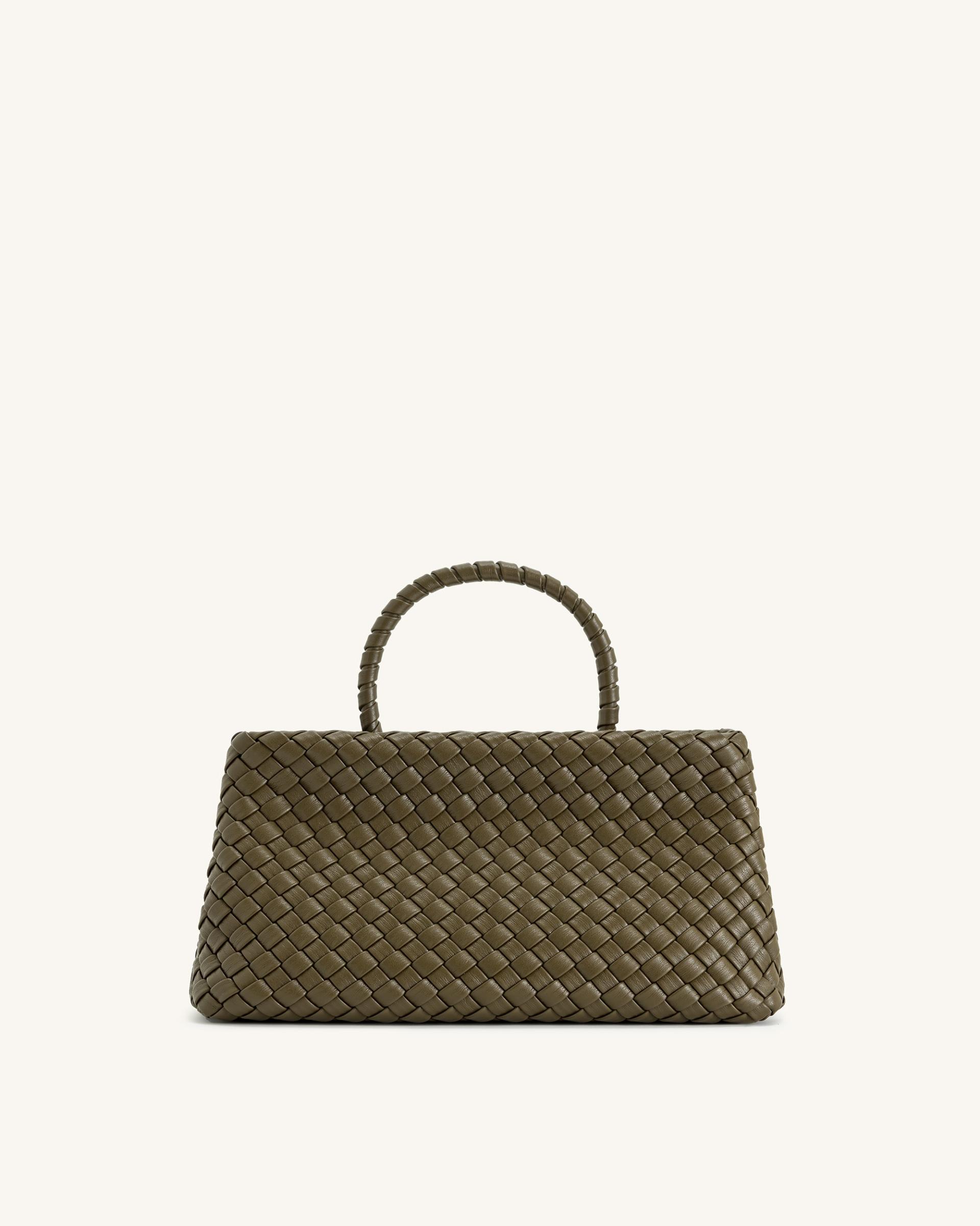 Elora Woven Tote Bag - Dark Olive 3