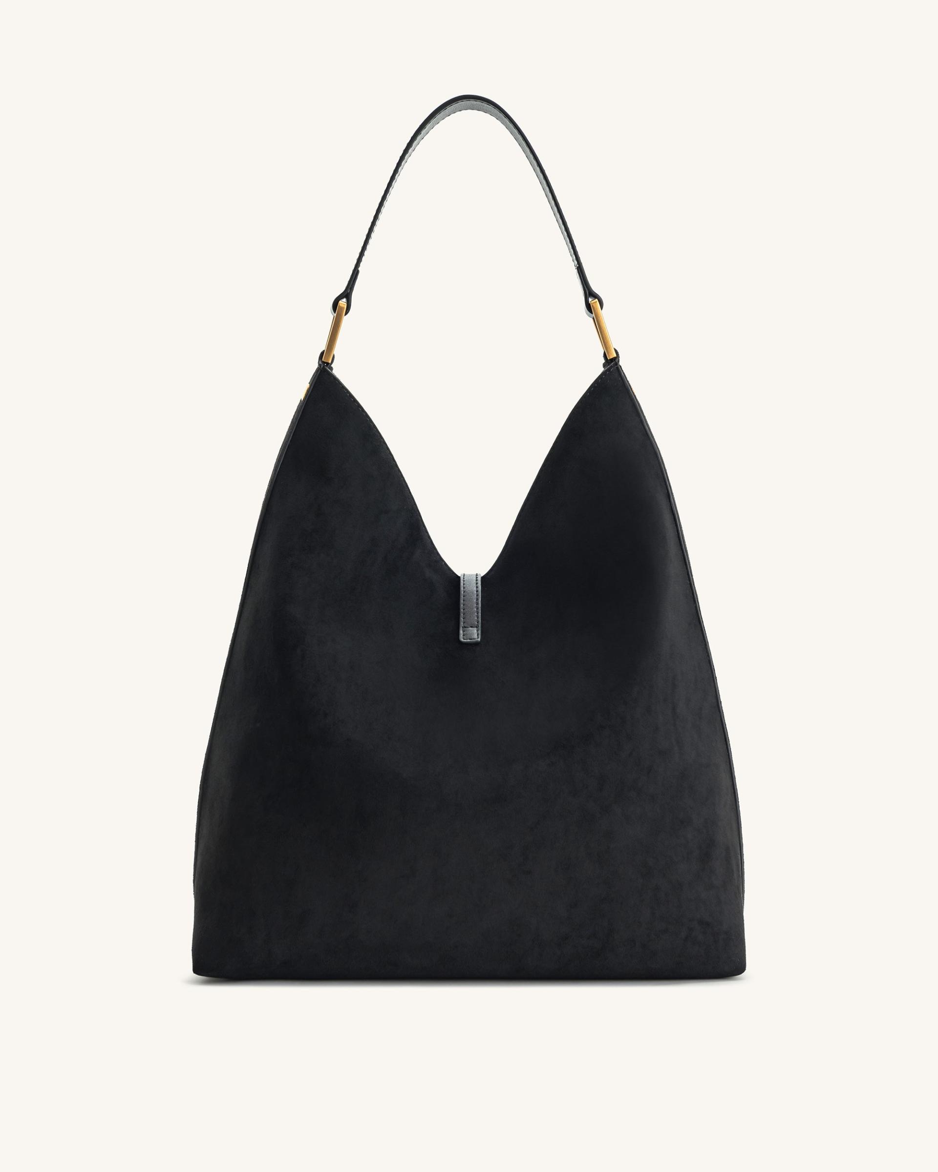 Aria Faux Suede Shoulder Bag - Black 3