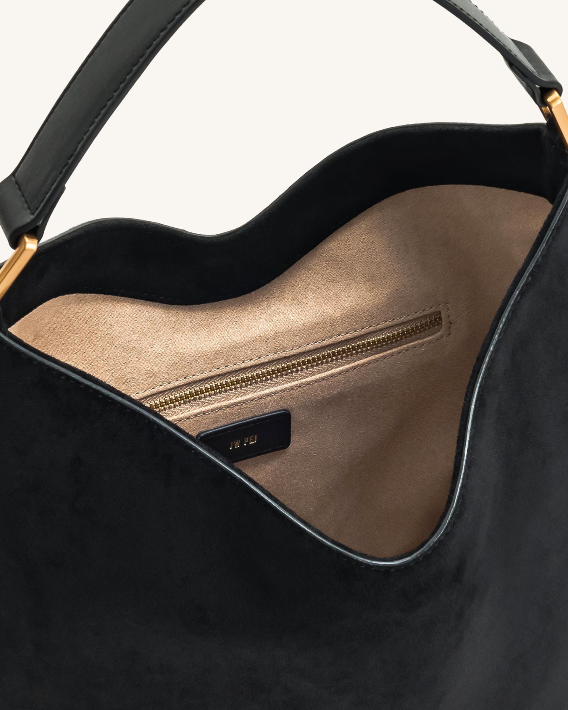 Aria Faux Suede Shoulder Bag - Black 4