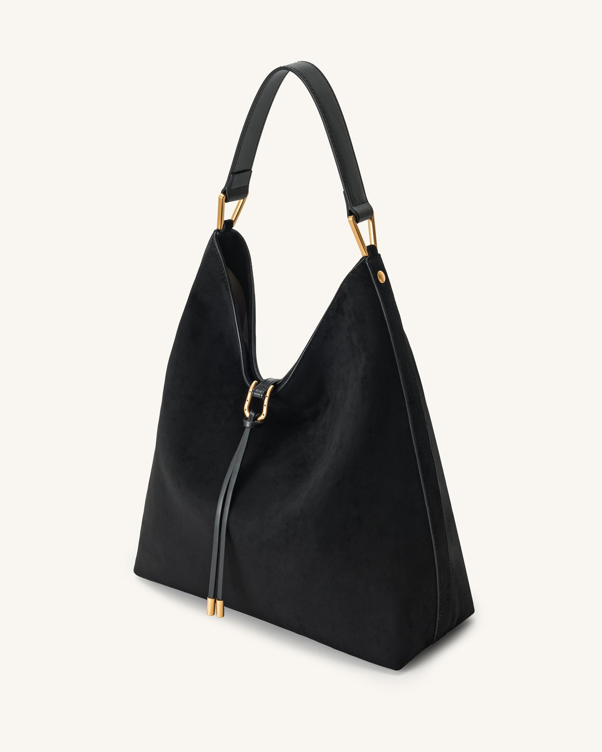 Aria Faux Suede Shoulder Bag - Black 2