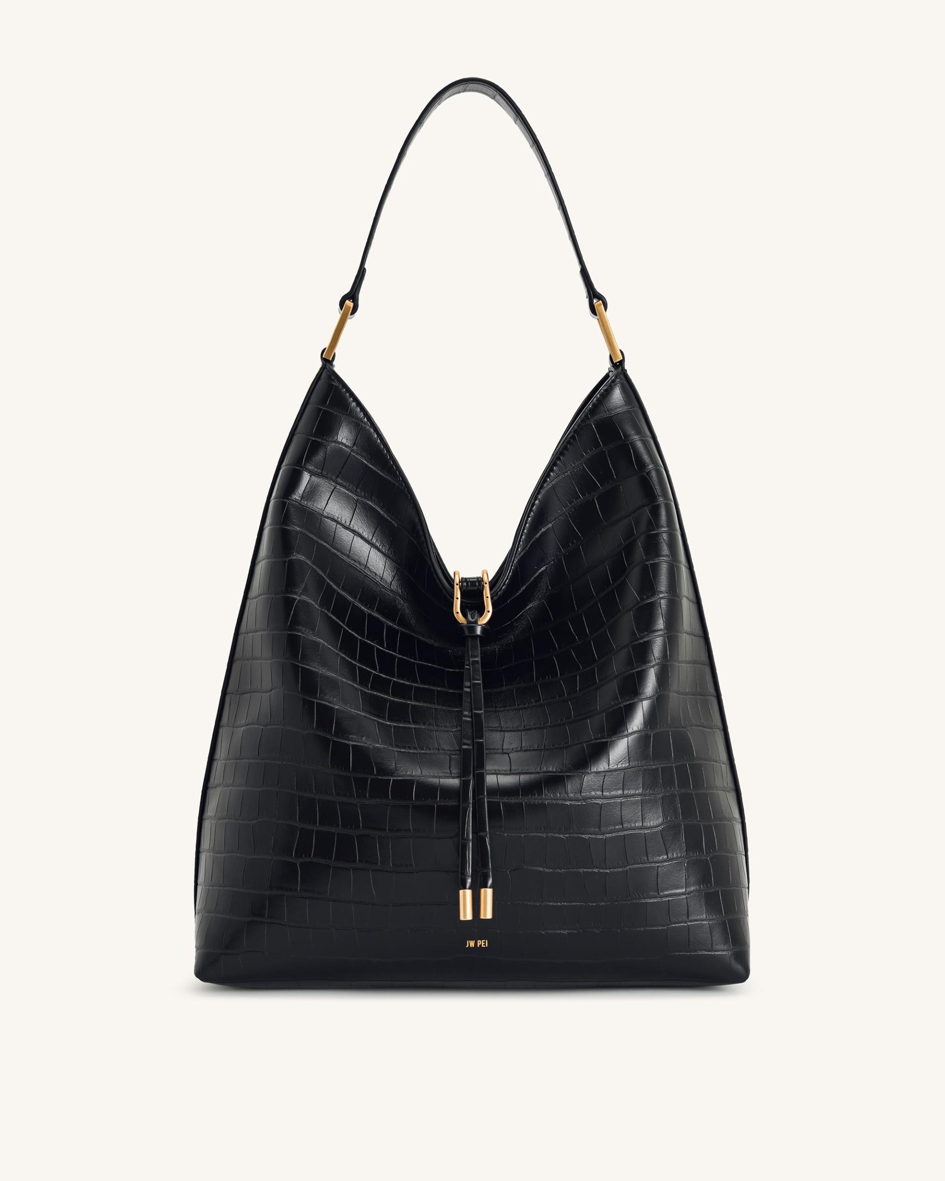 Aria Shoulder Bag - Black Croc