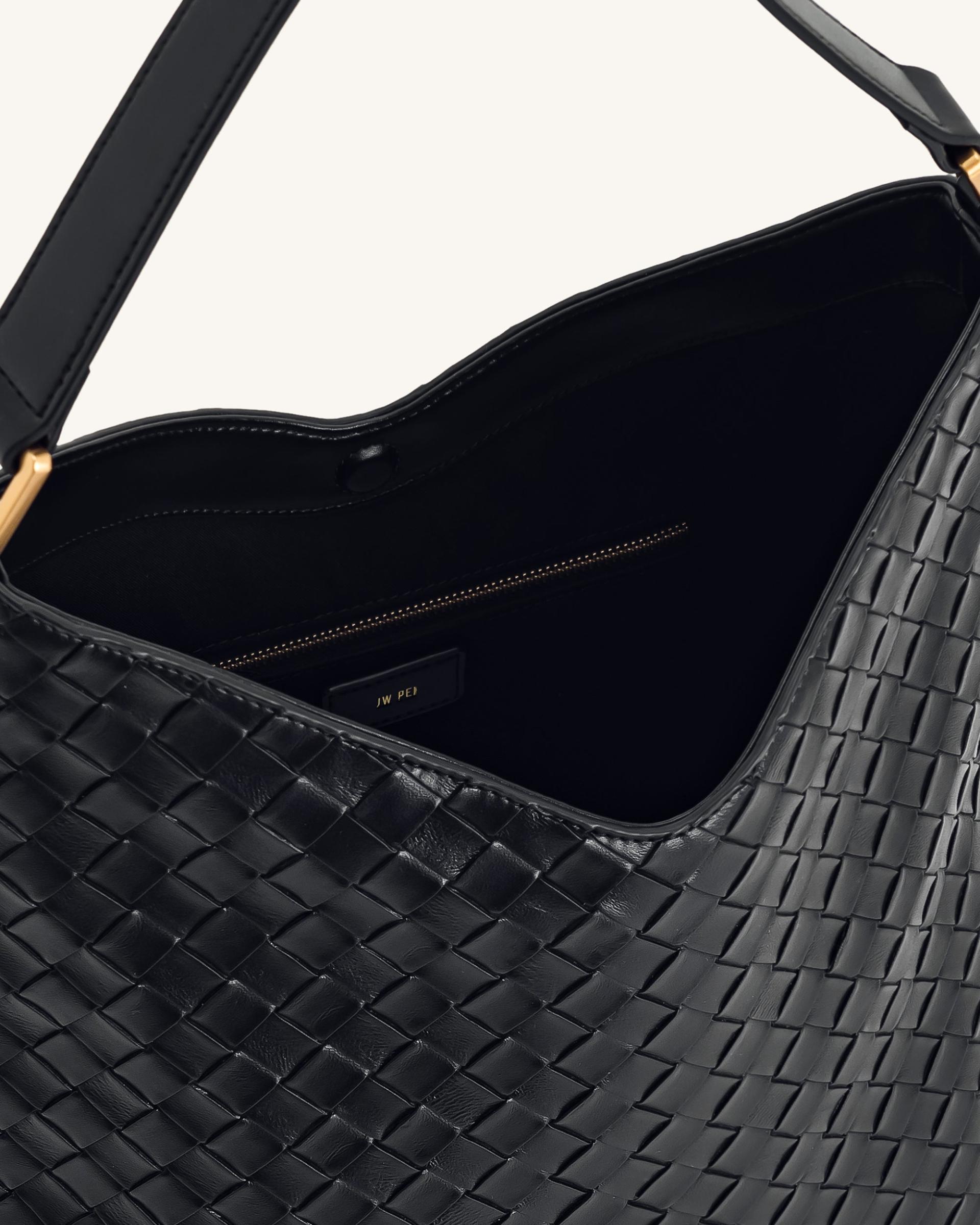 Aria Woven Texture Shoulder Bag - Black 4