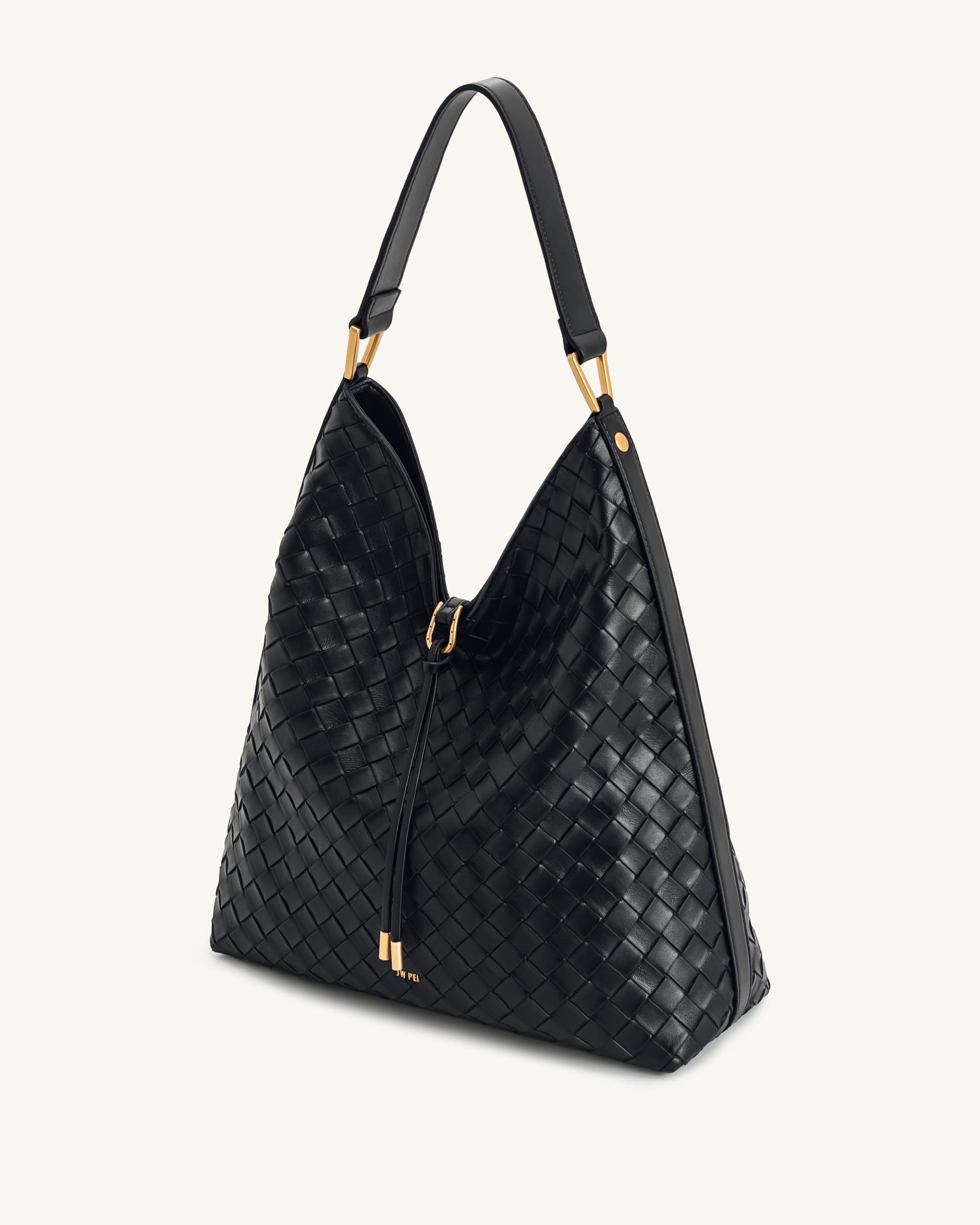 Aria Woven Texture Shoulder Bag - Black 2