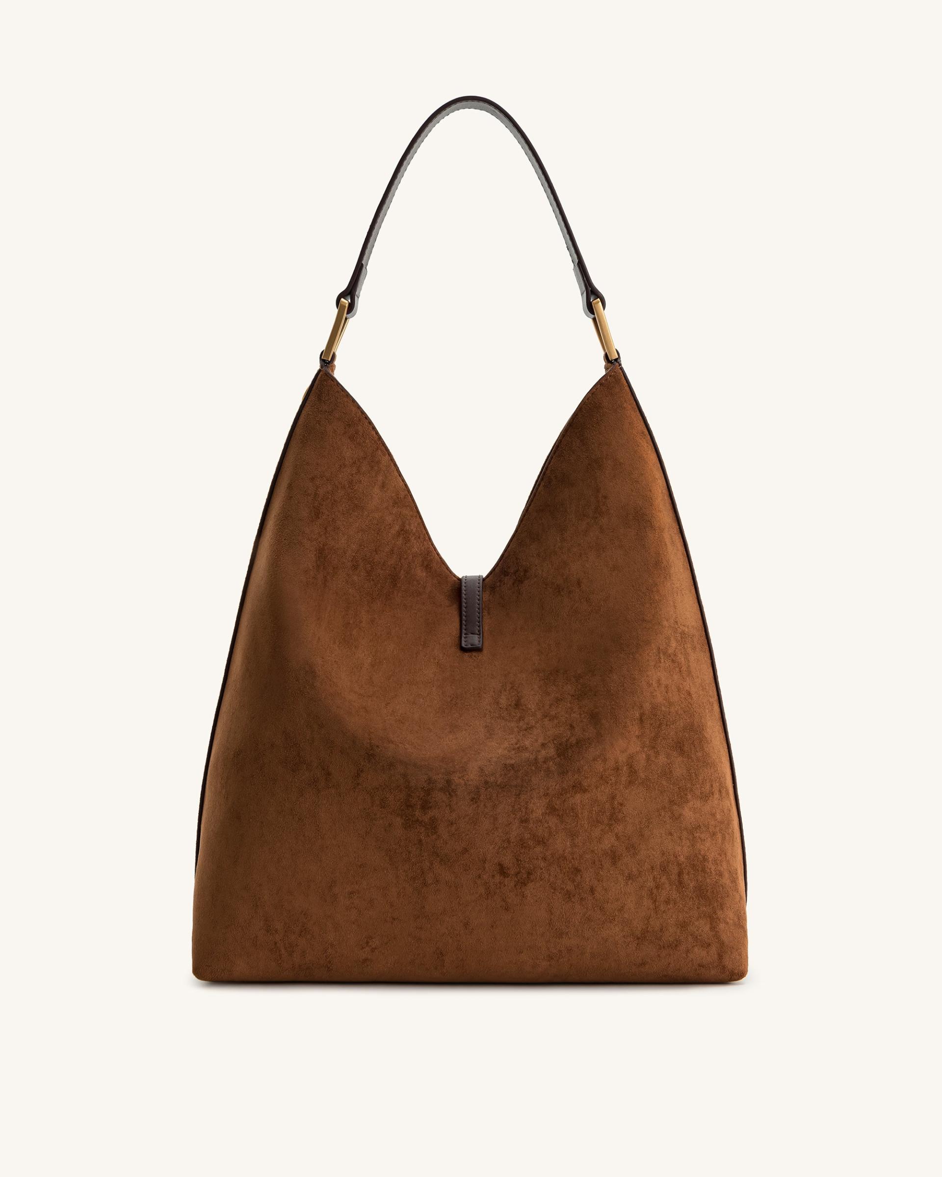 Aria Faux Suede Shoulder Bag - Brown 4