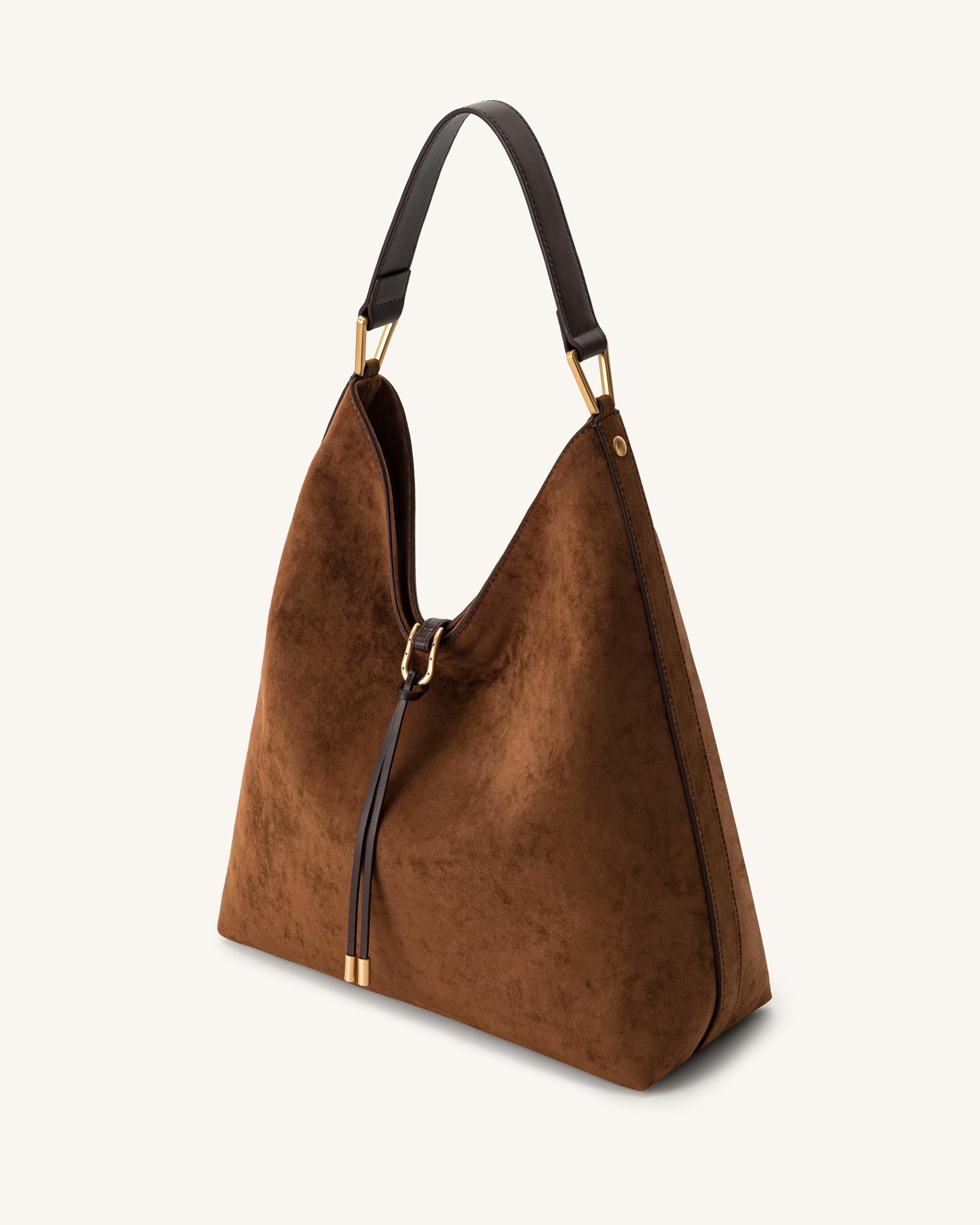Aria Faux Suede Shoulder Bag - Brown 3