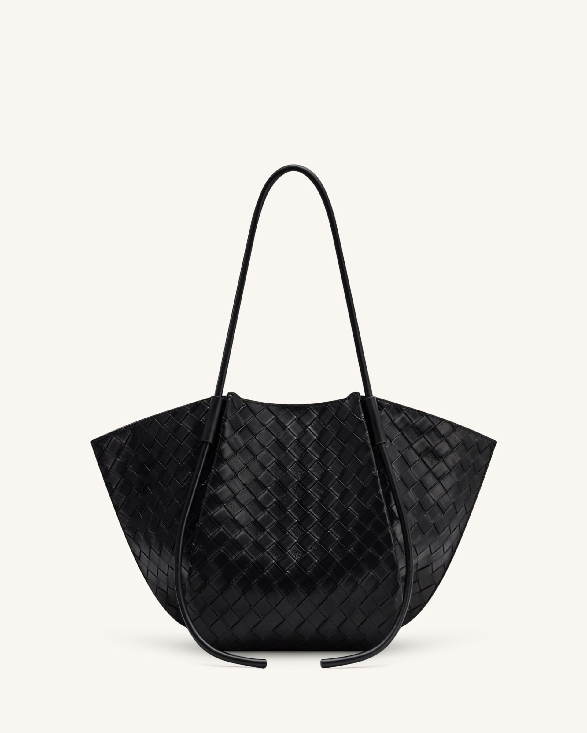 Nala Wide Weave Texture Tote Bag - Black 3