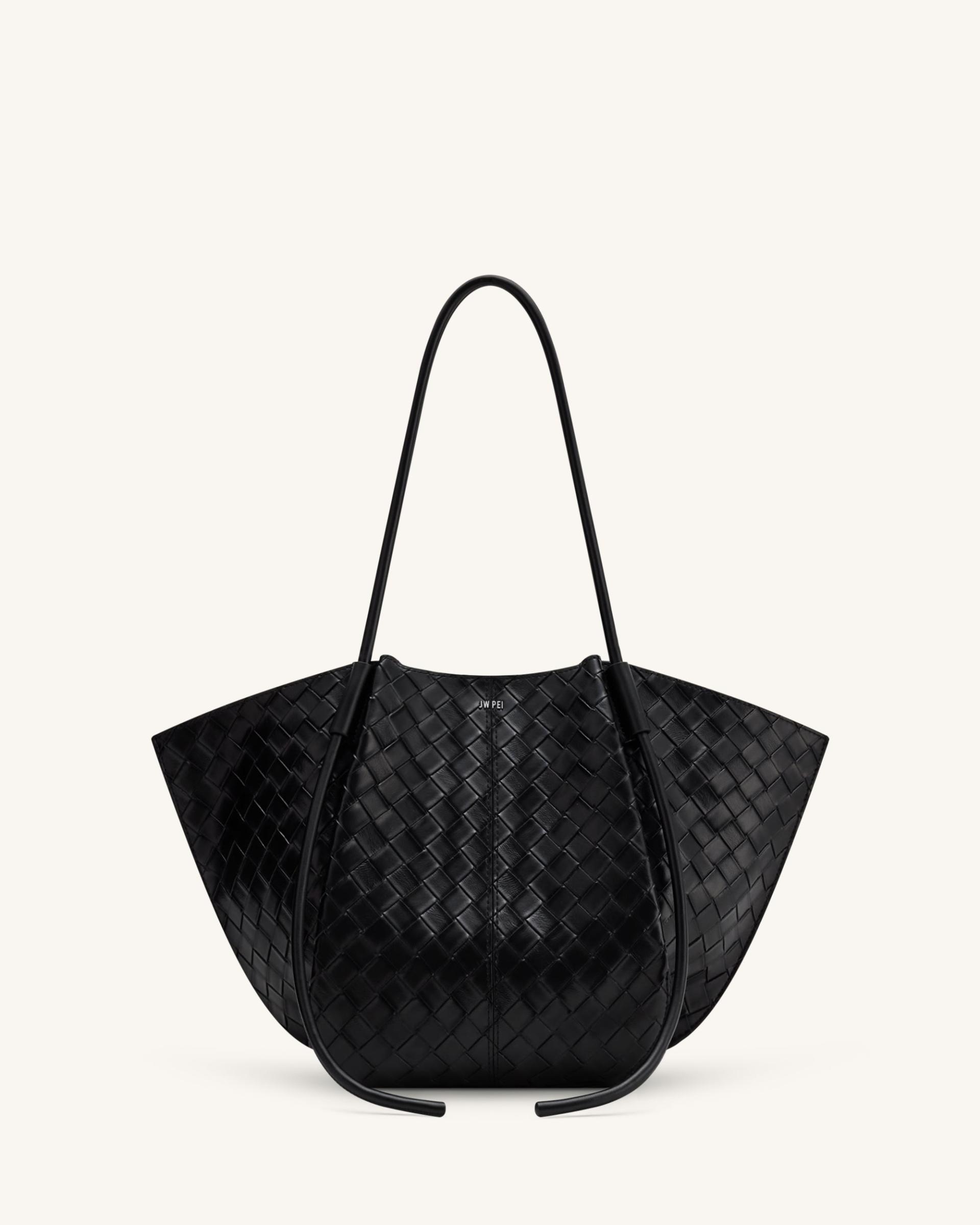 Nala Wide Weave Texture Tote Bag - Black
