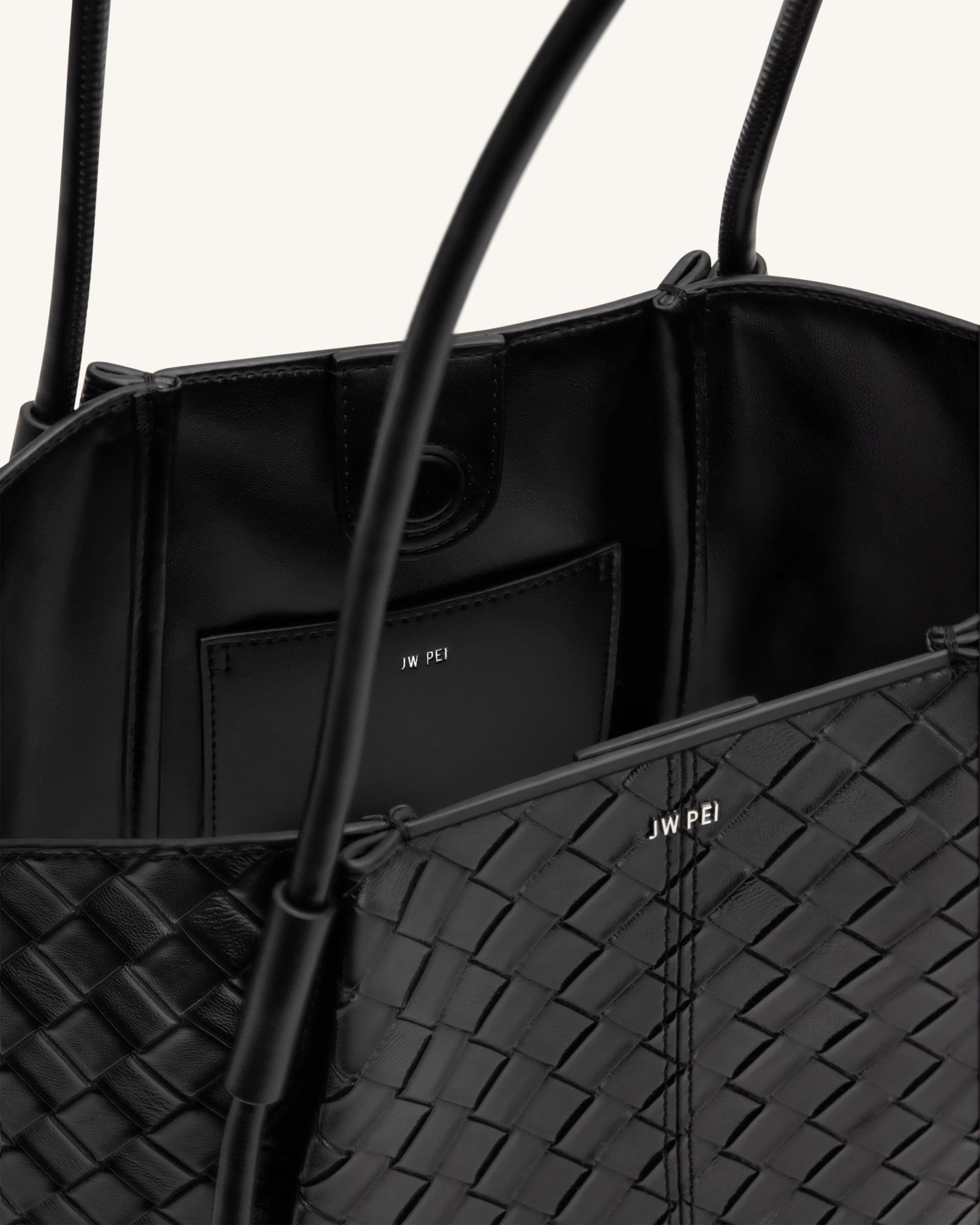 Nala Wide Weave Texture Tote Bag - Black 4