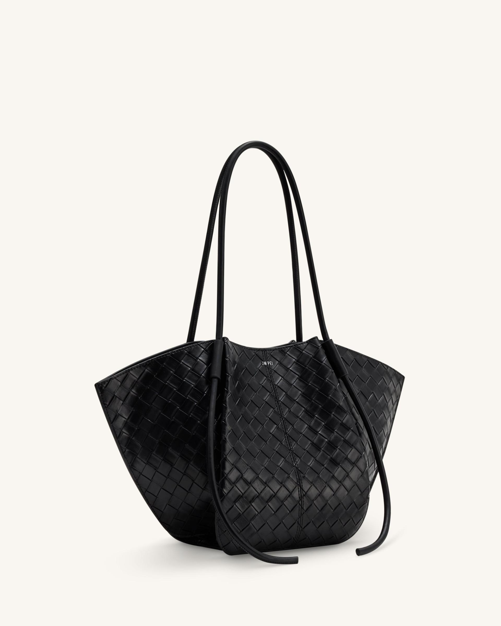 Nala Wide Weave Texture Tote Bag - Black 2