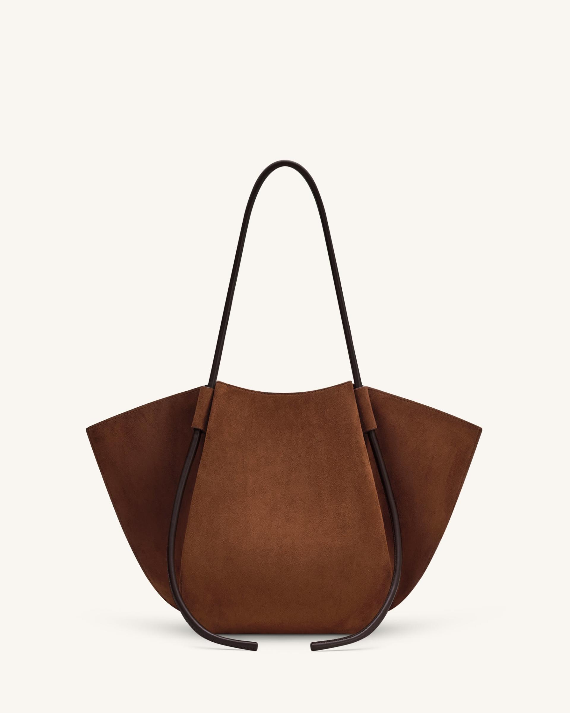 Nala Faux Suede Wide Tote Bag - Brown 3