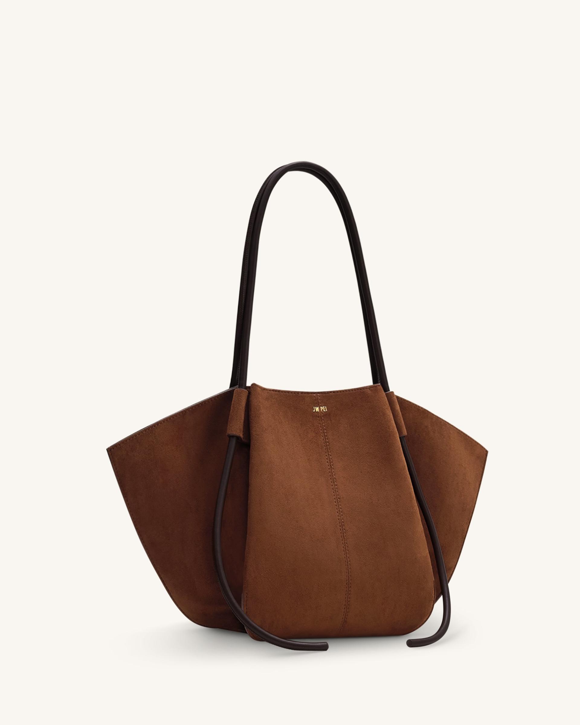 Nala Faux Suede Wide Tote Bag - Brown 2