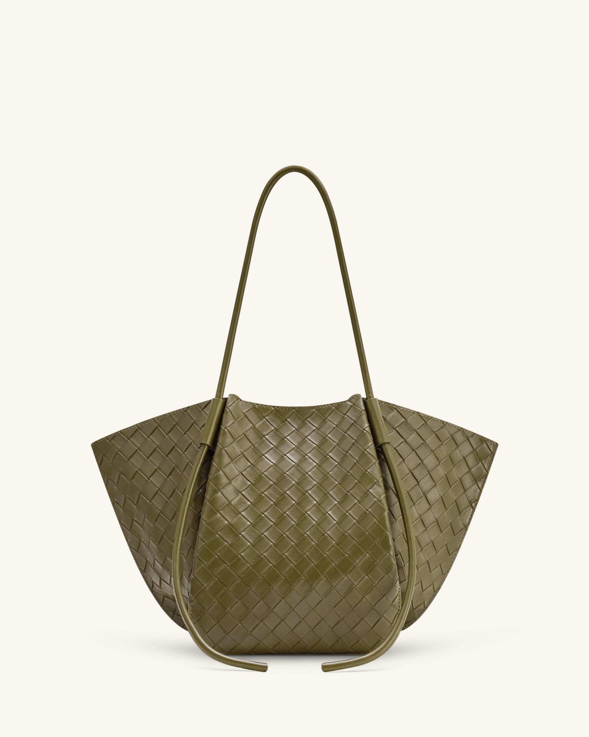 Nala Wide Weave Texture Tote Bag - Olive Green 3