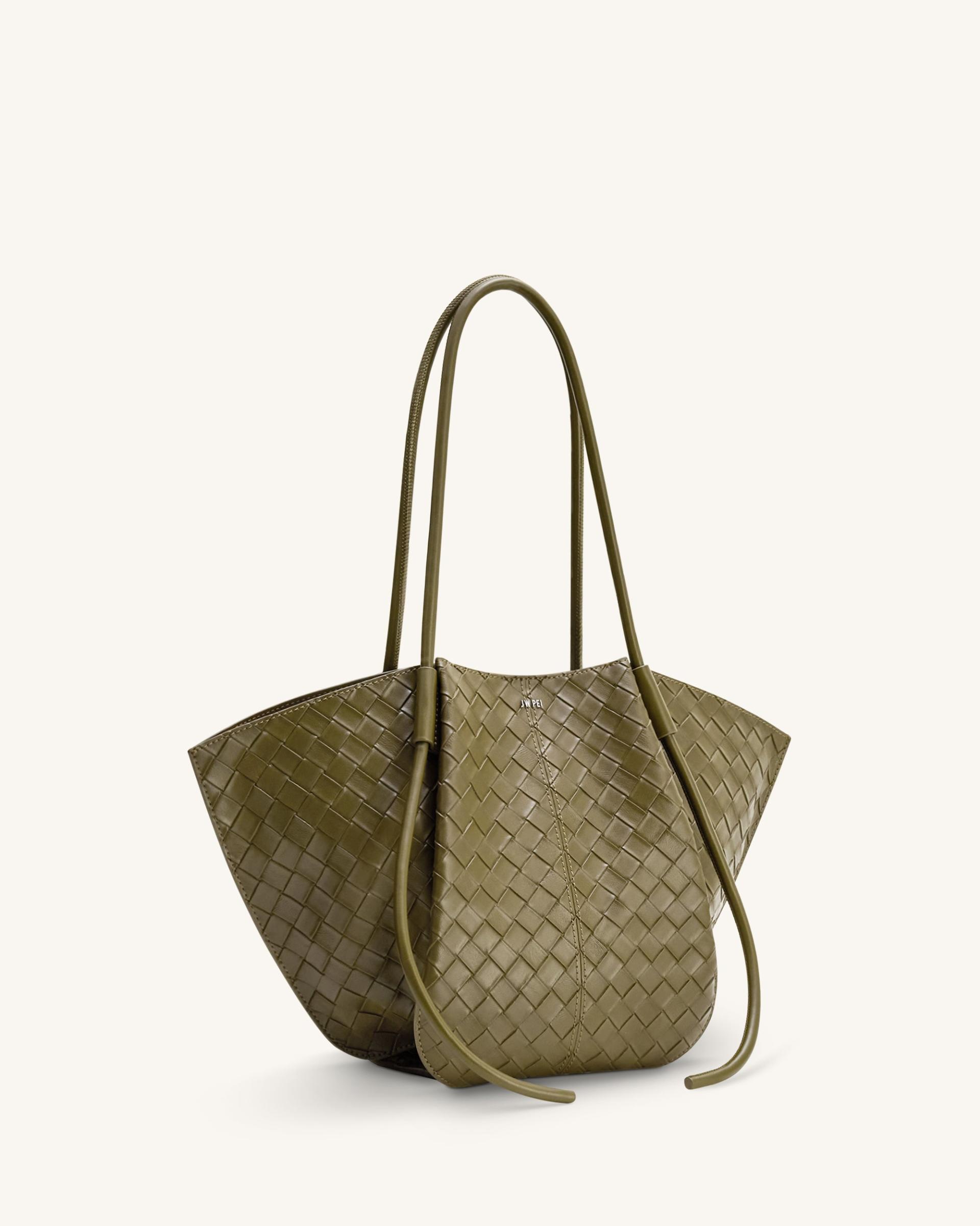 Nala Wide Weave Texture Tote Bag - Olive Green 2