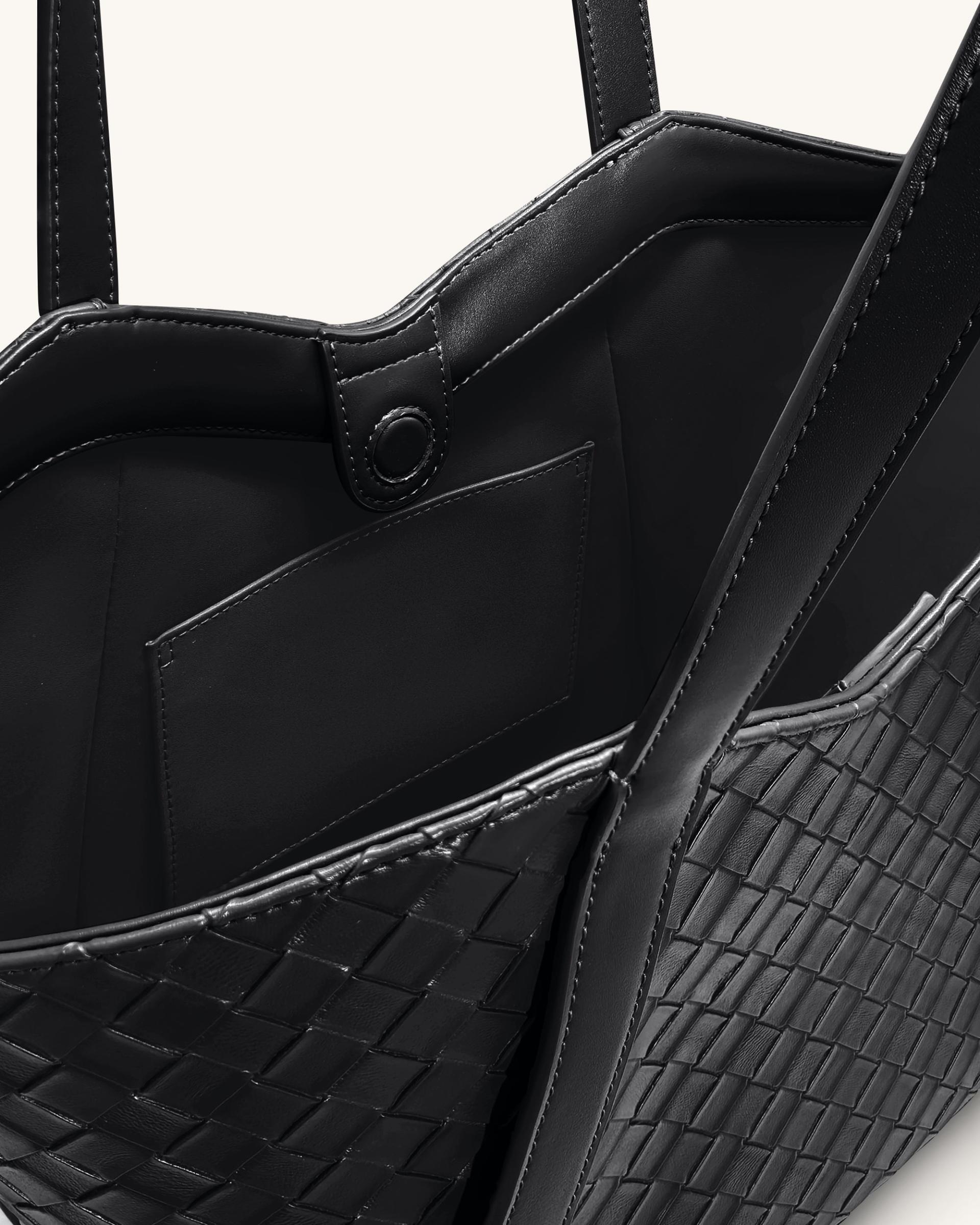 Kiana Large Capacity Weave Texture Tote Bag - Black 4