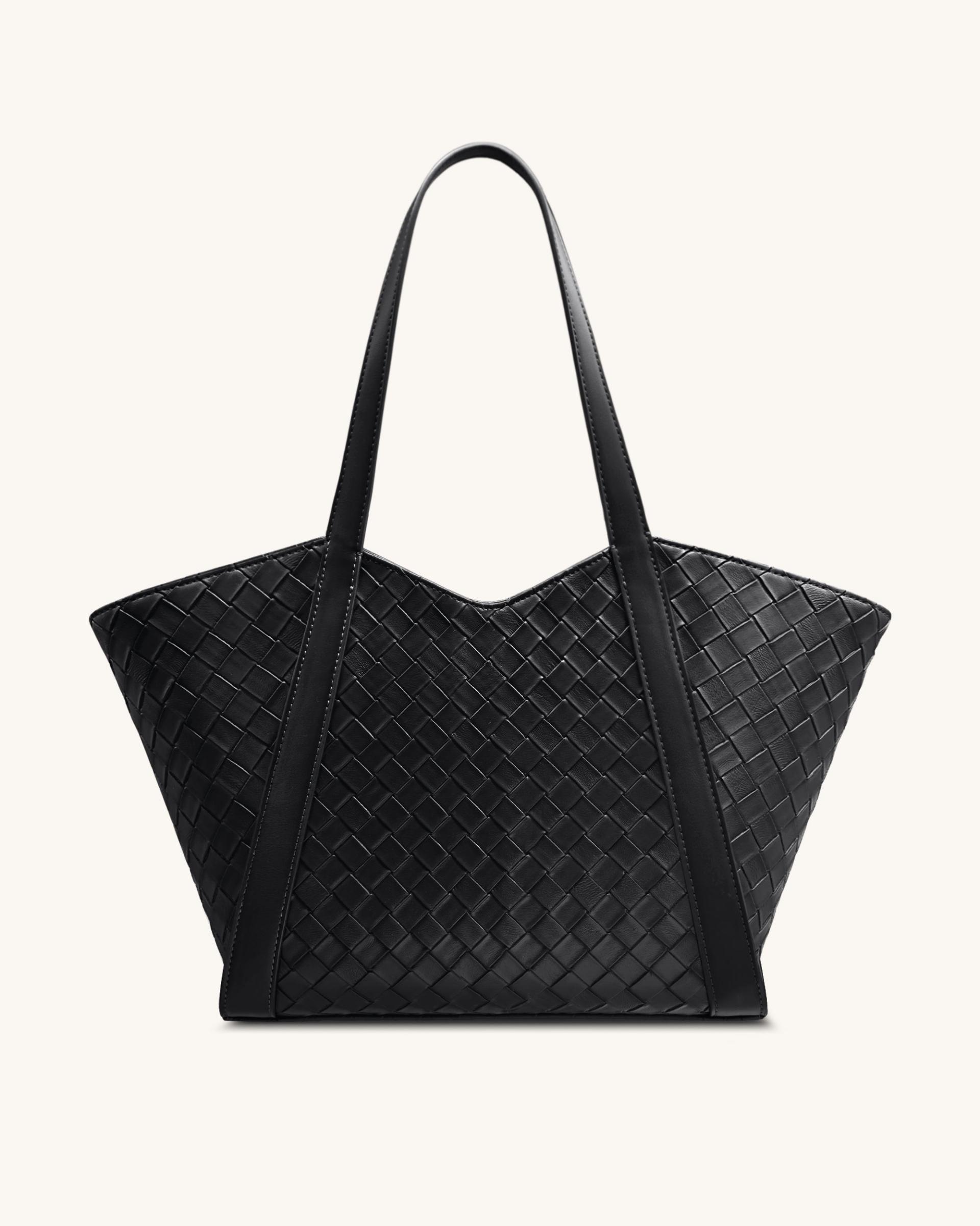 Kiana Large Capacity Weave Texture Tote Bag - Black 3