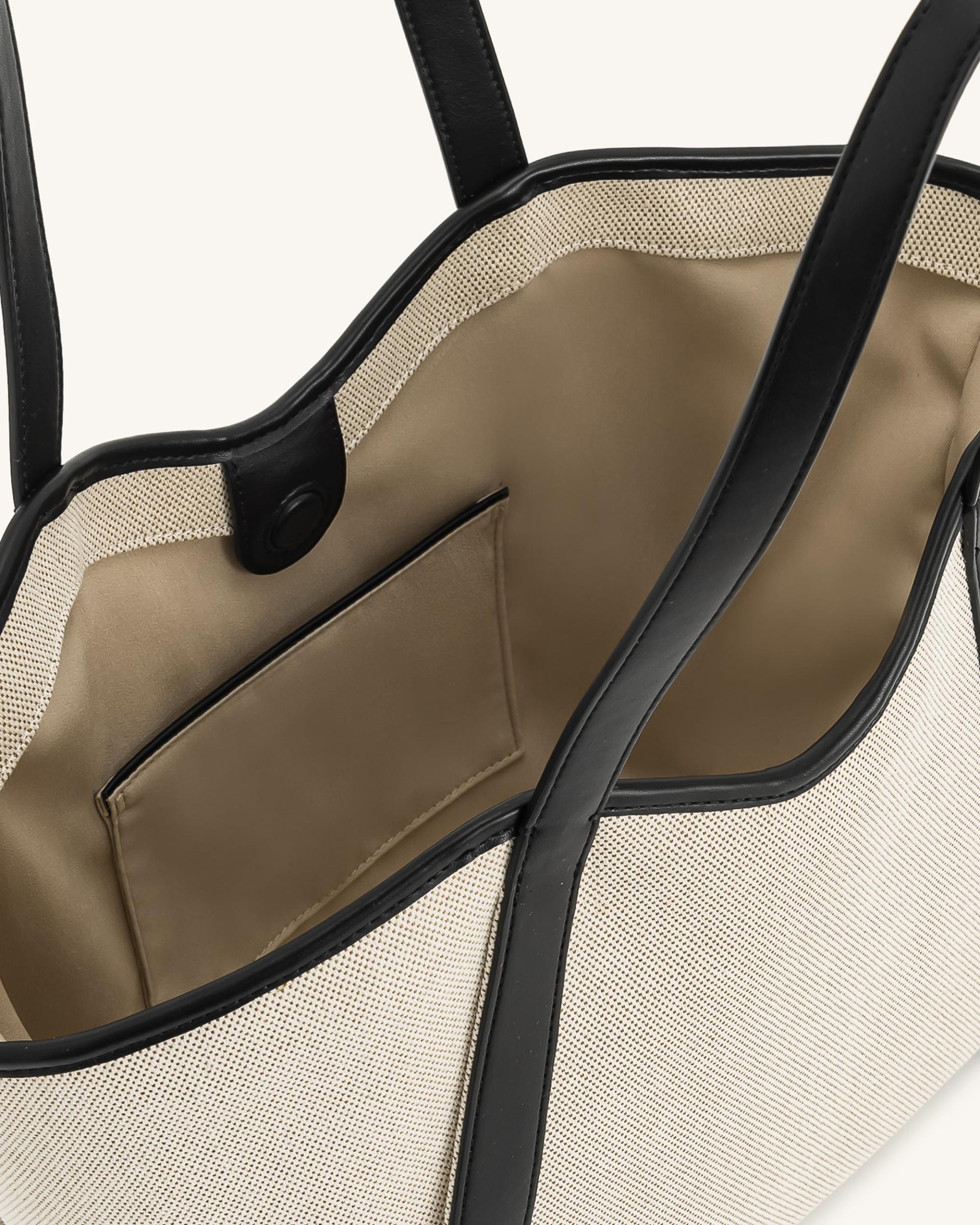 Kiana Large Capacity Tote Bag - Black Canvas 4