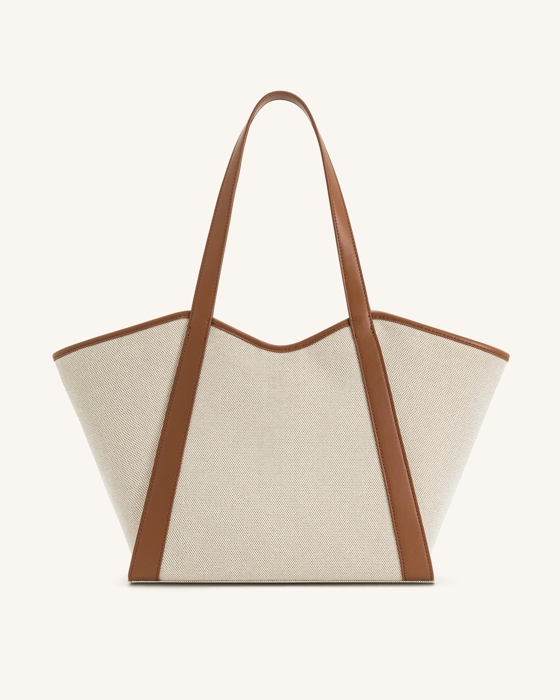 Kiana Large Capacity Tote Bag - Brown Canvas 3