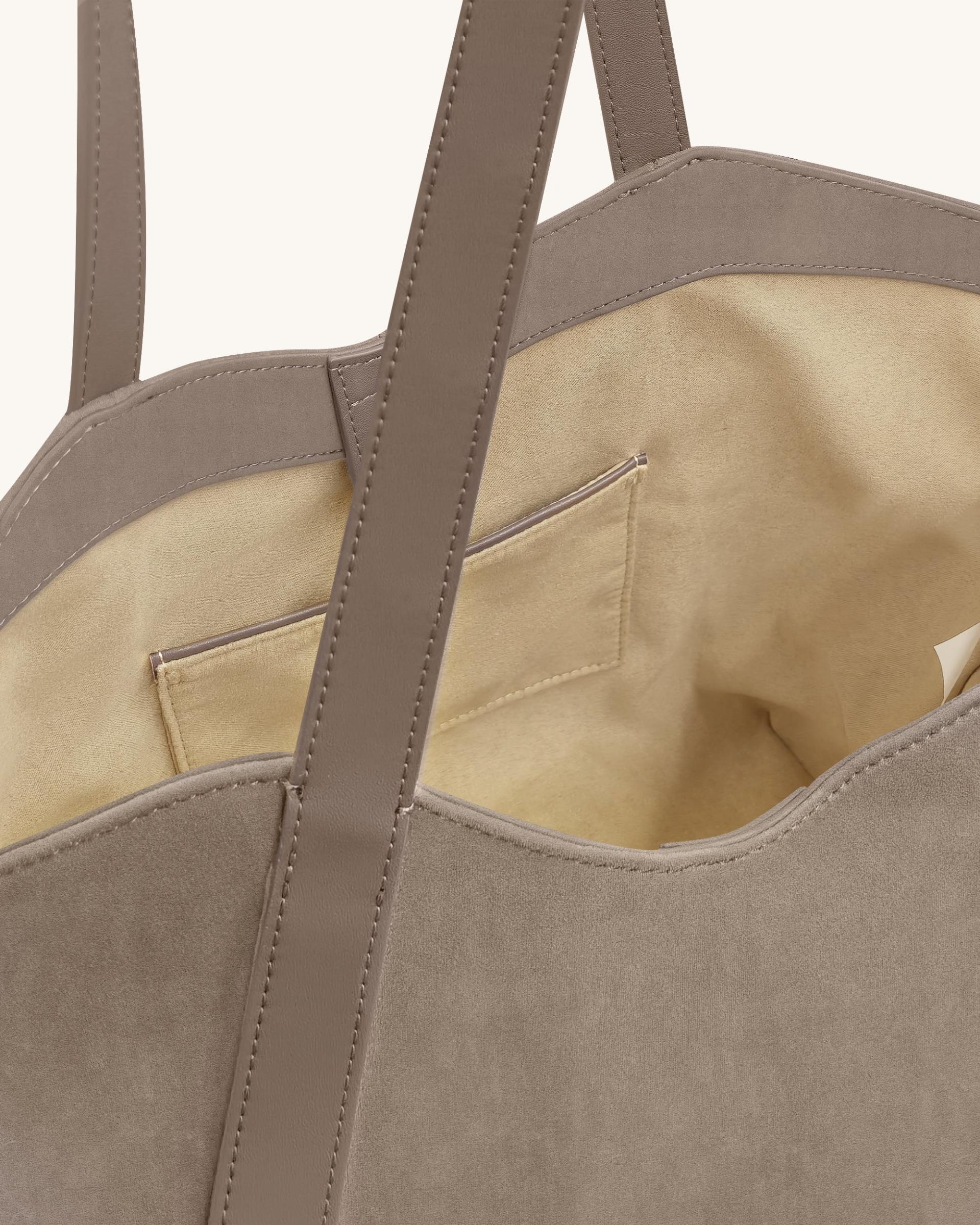 Kiana Large Capacity Faux Suede Tote Bag - Taupe 4