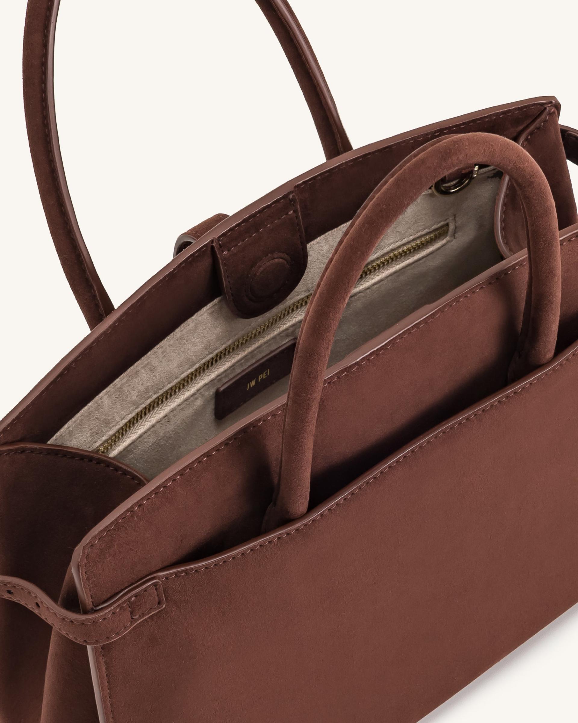 Saige Faux Suede Tote Bag - Brown 4