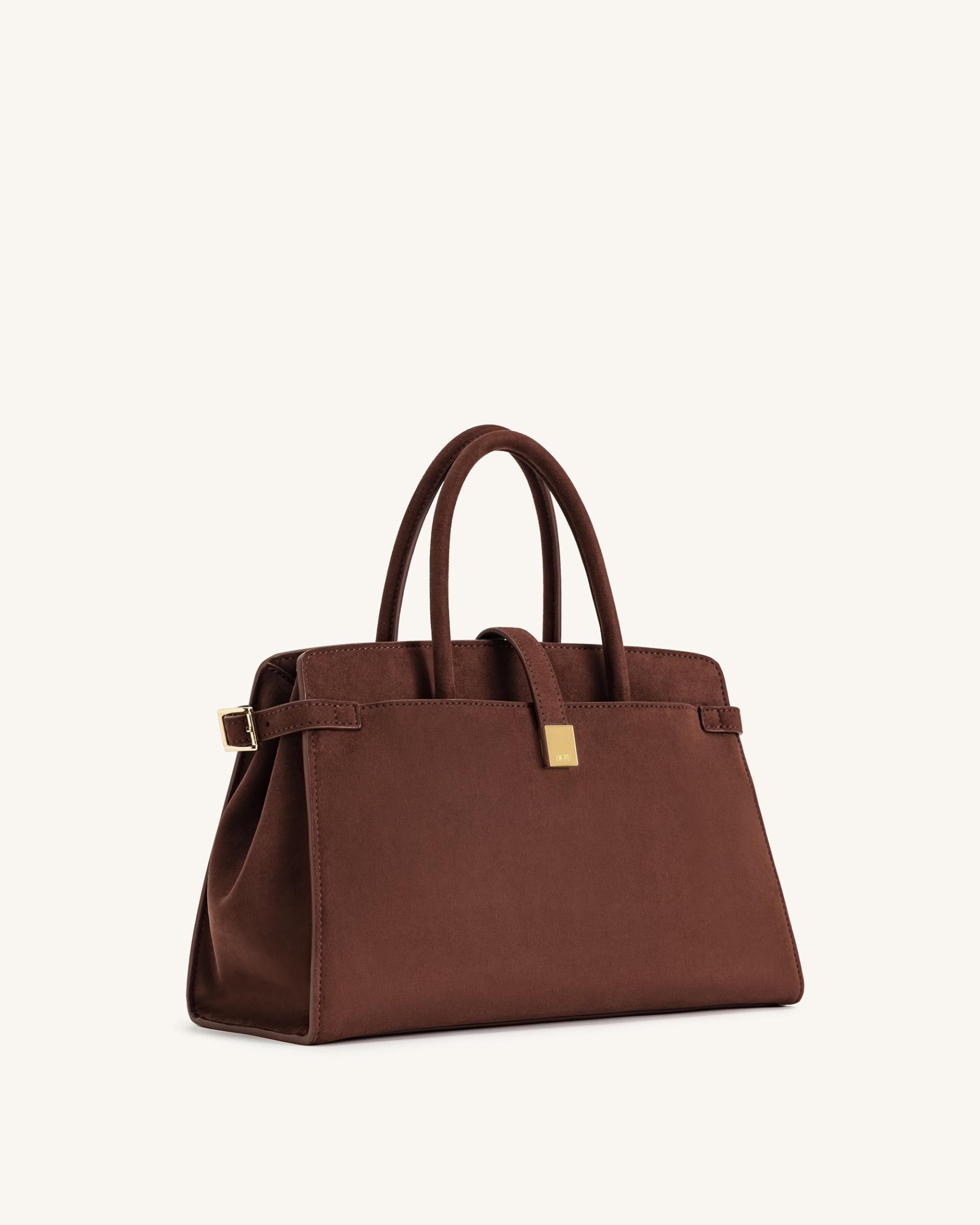 Saige Faux Suede Tote Bag - Brown 2