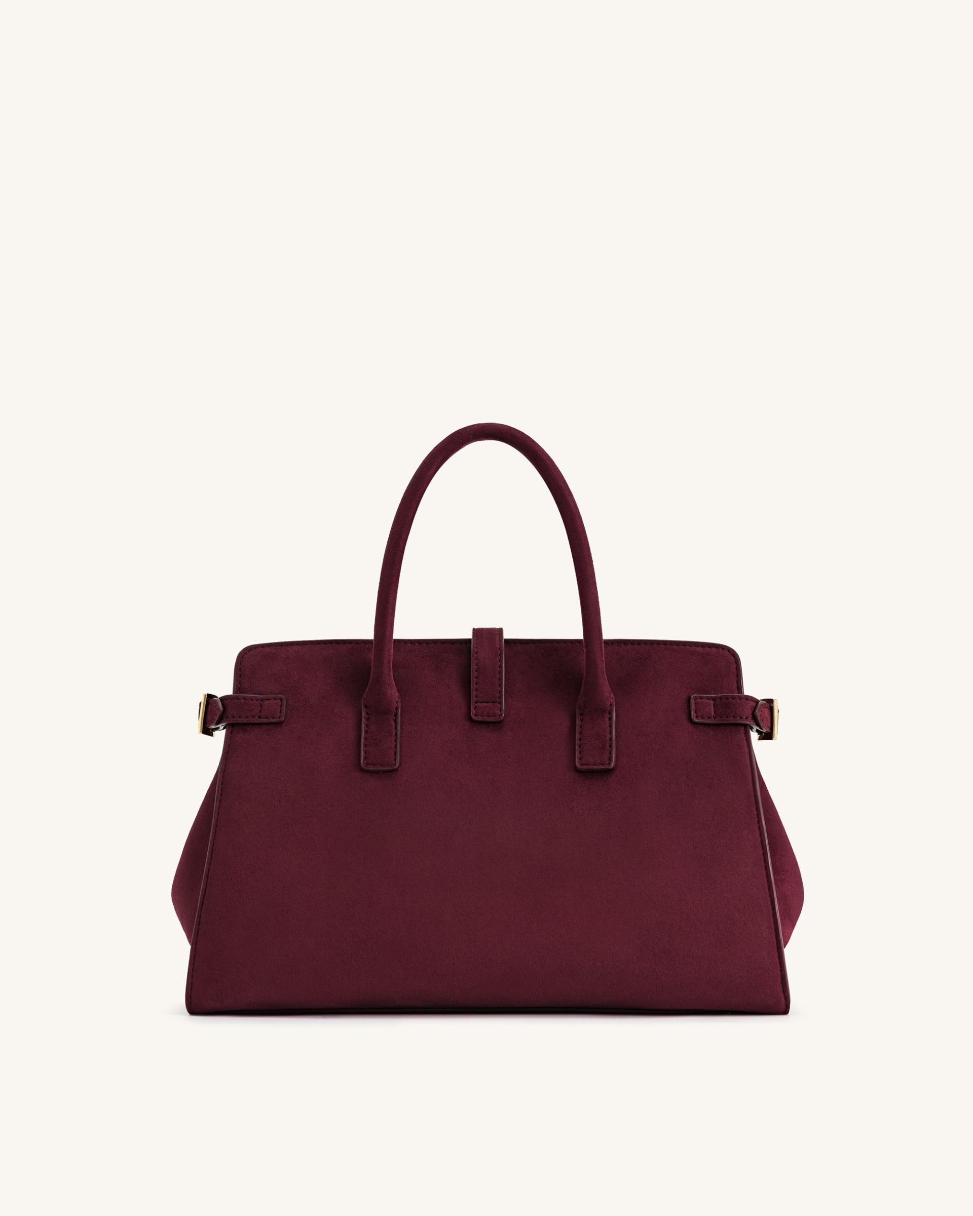Saige Faux Suede Tote Bag - Burgundy 3