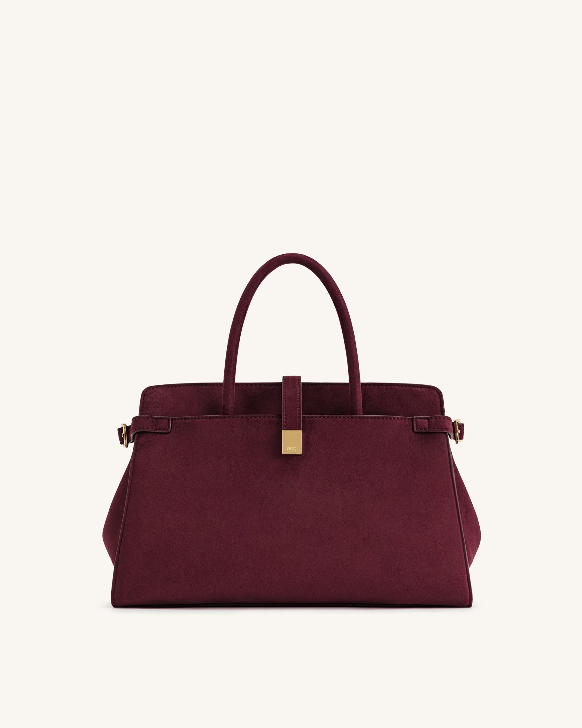 Saige Faux Suede Tote Bag - Burgundy