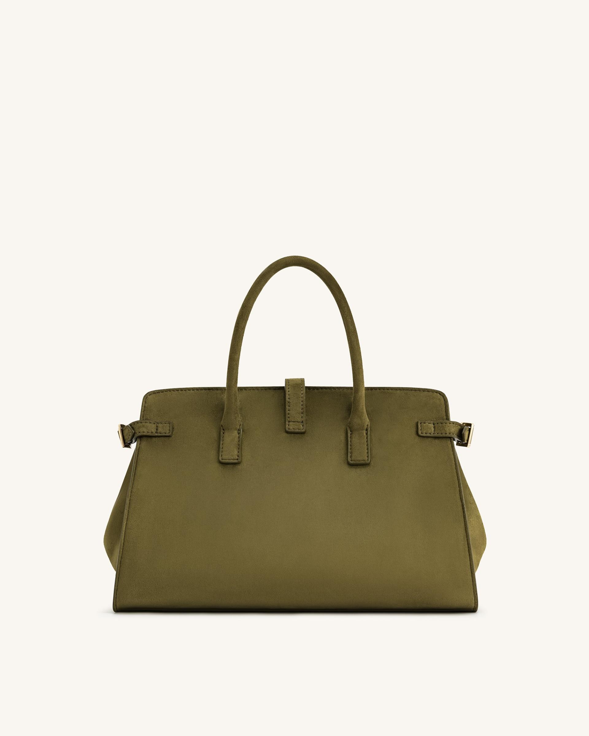 Saige Faux Suede Tote Bag - Olive Green 3