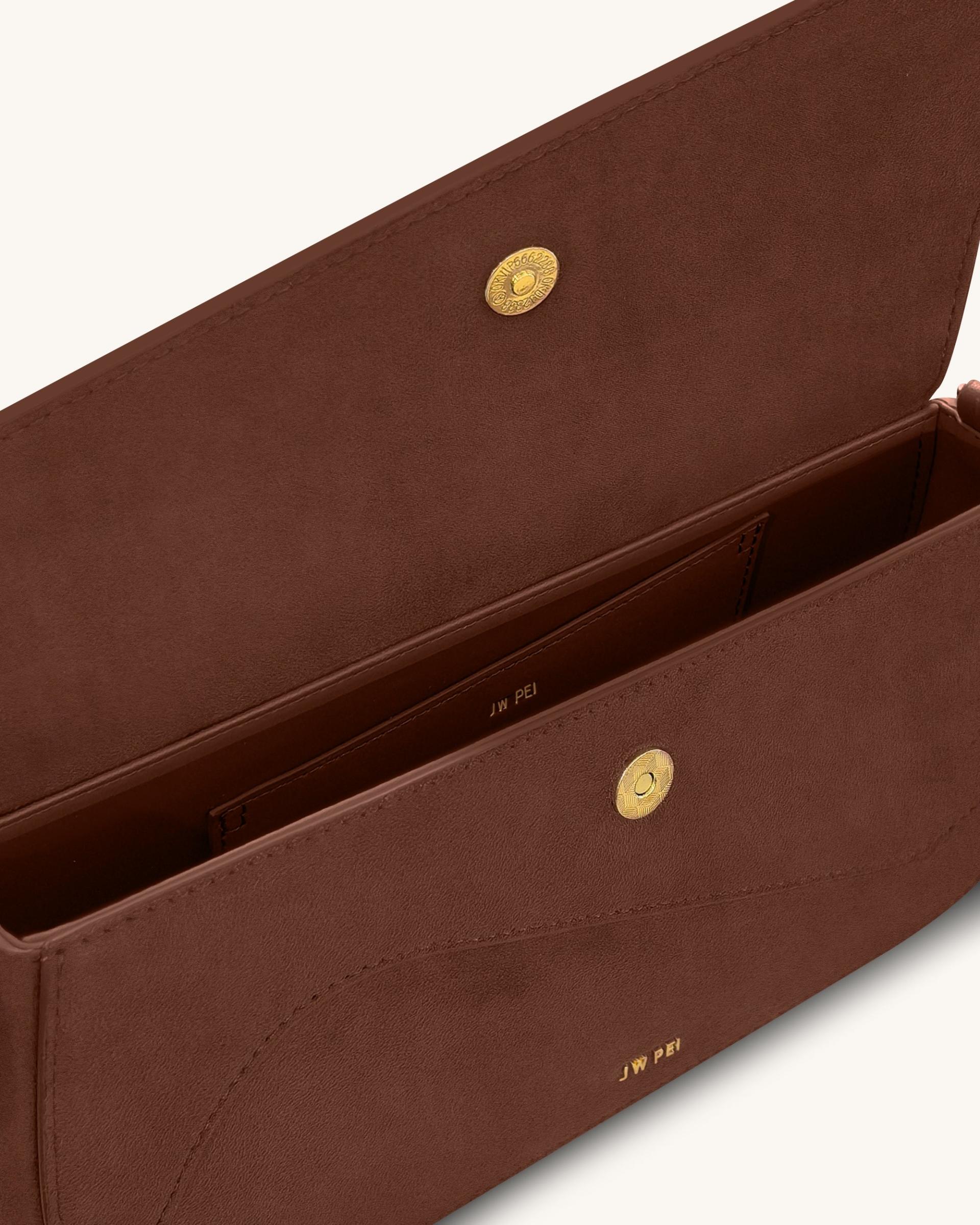 Addisyn Faux Suede Panel Shoulder Bag - Mocha Brown 4