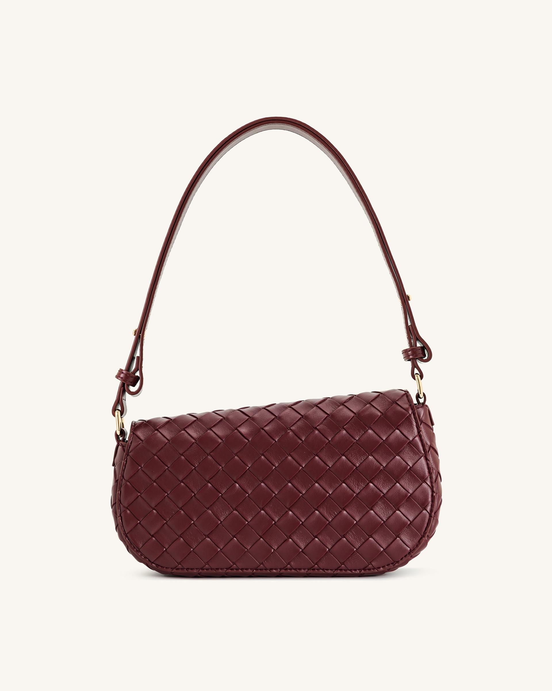 Addisyn Weave Texture Shoulder Bag - Burgundy 3