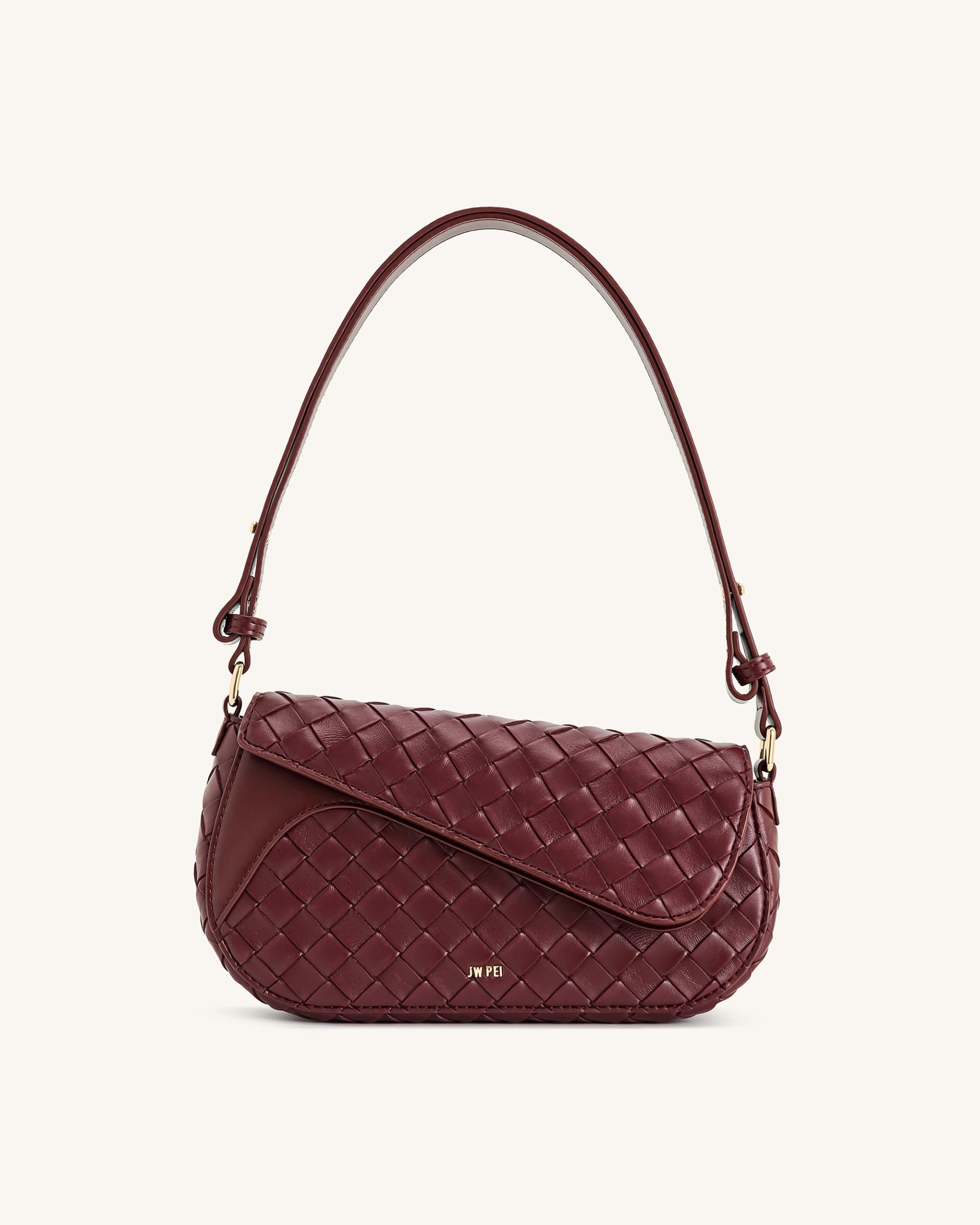 Addisyn Weave Texture Shoulder Bag - Burgundy