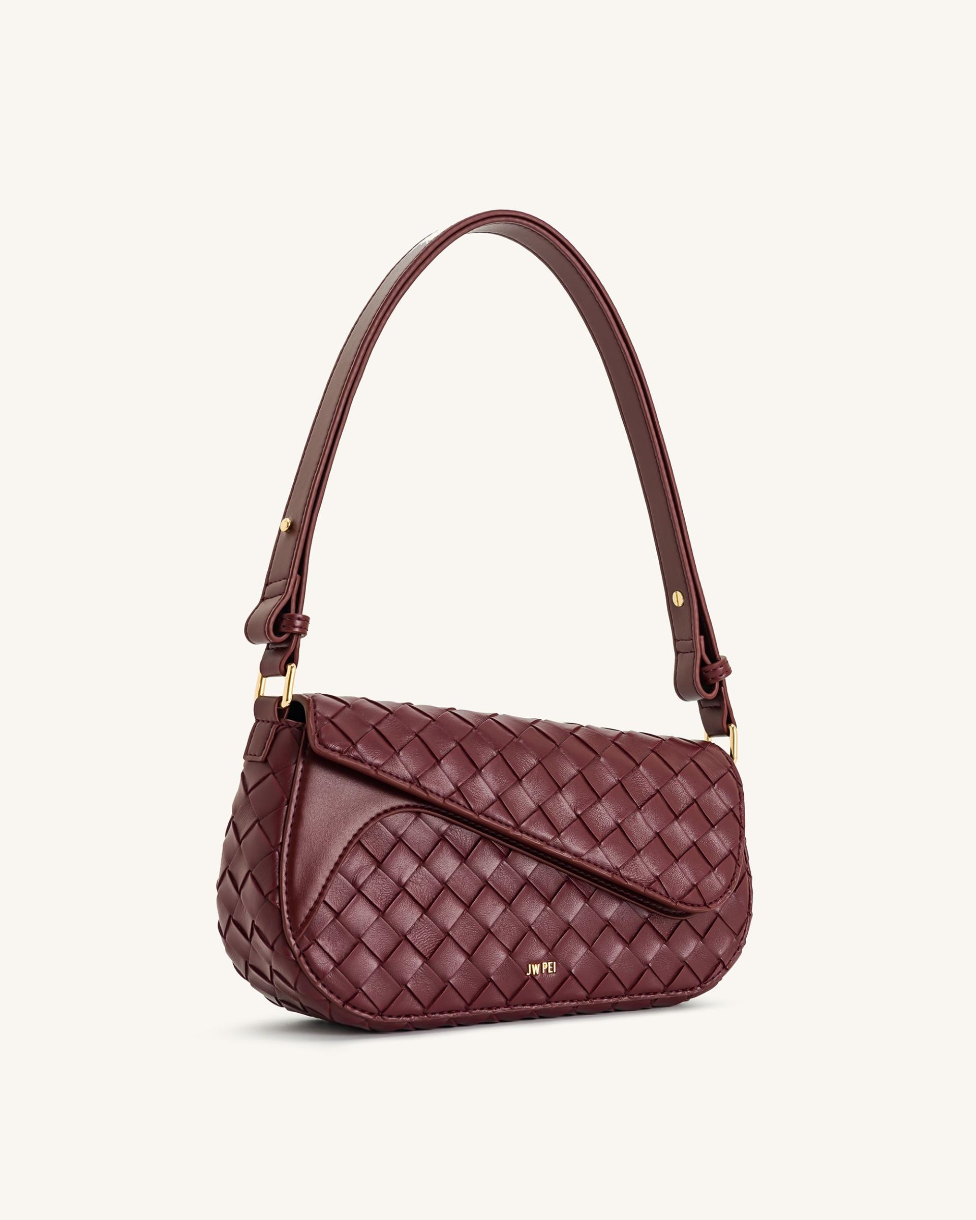 Addisyn Weave Texture Shoulder Bag - Burgundy 2
