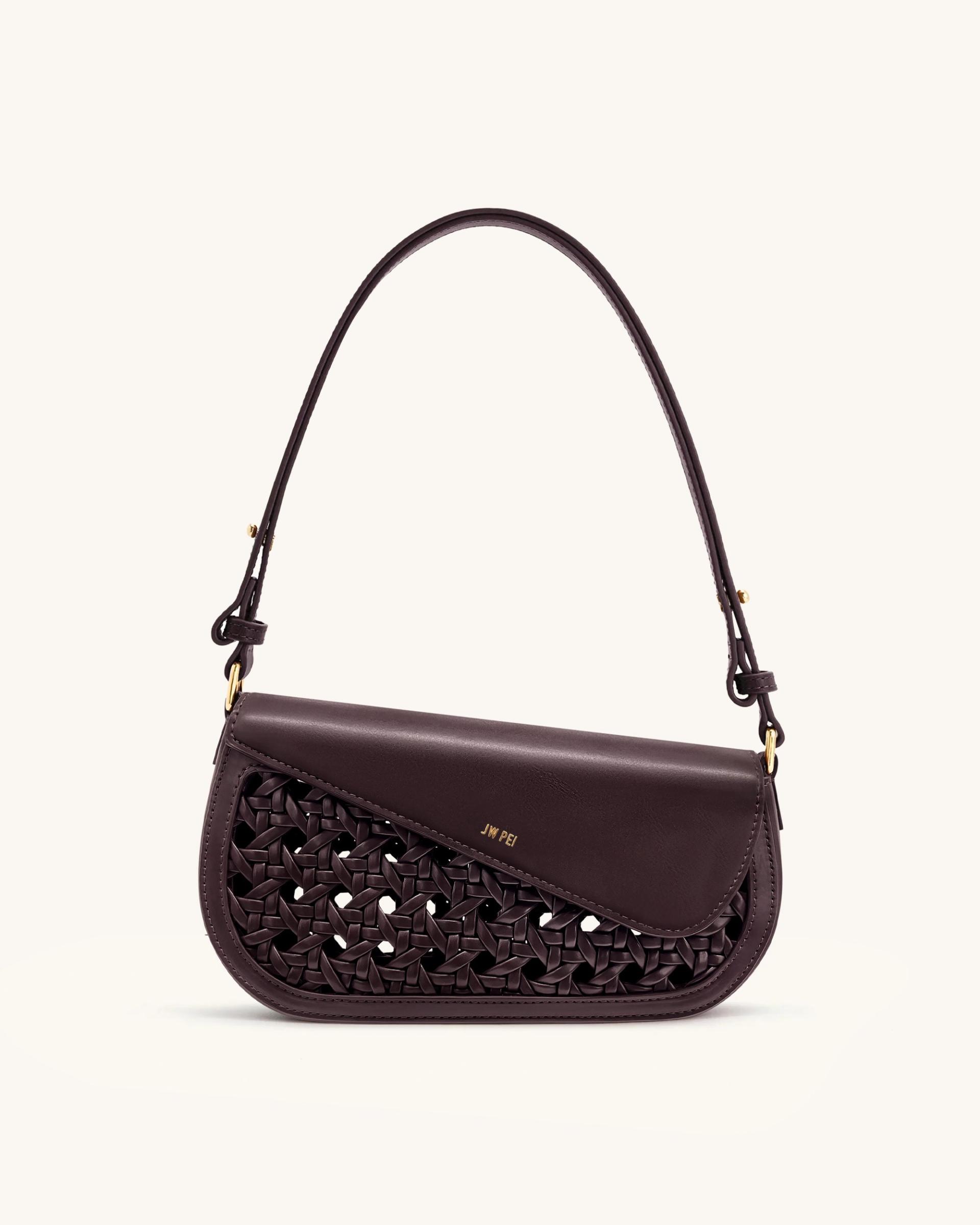 Addisyn Cutout Woven Shoulder Bag - Burgundy