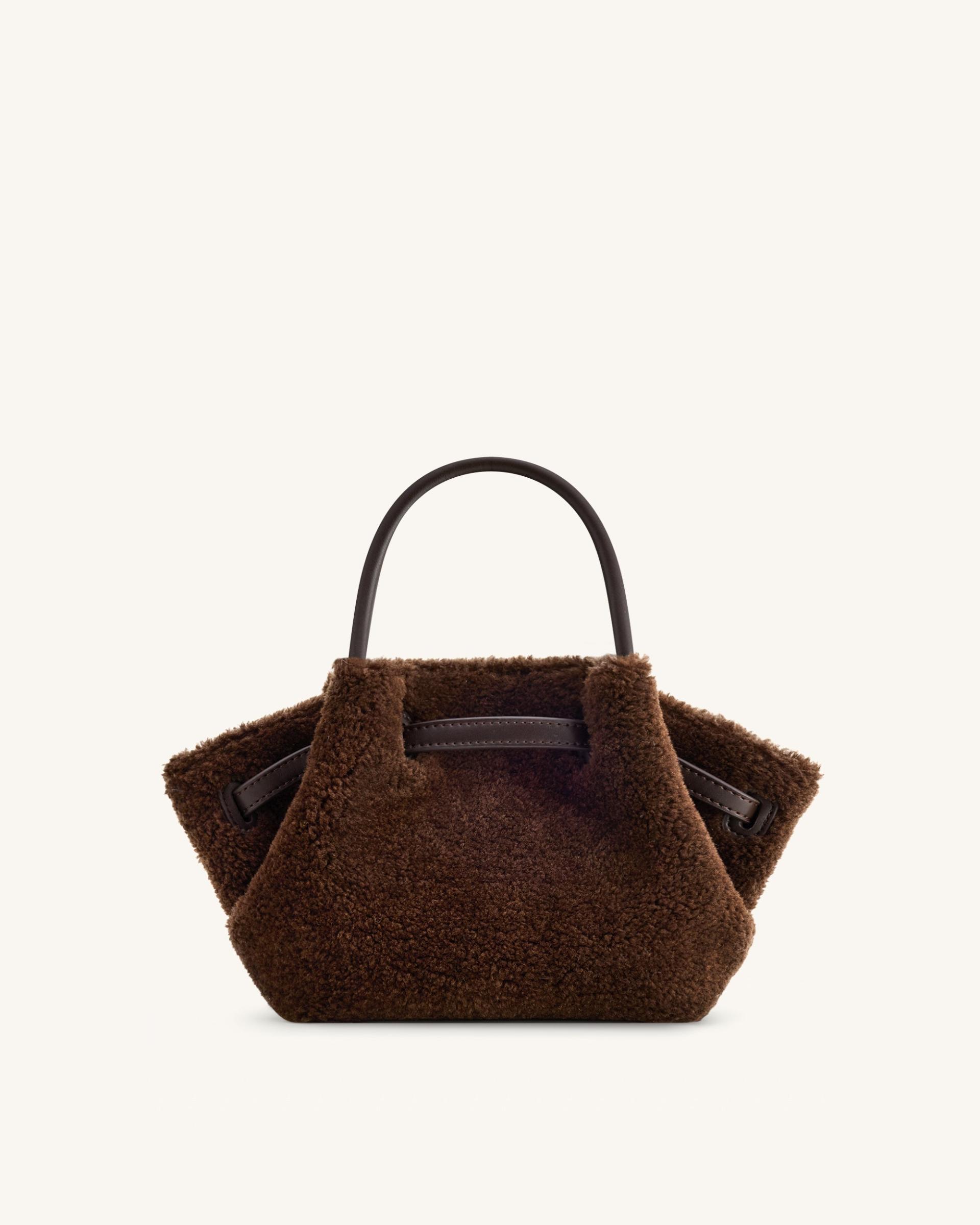 Hana Mini Faux Fur Tote Bag - Dark Brown 4