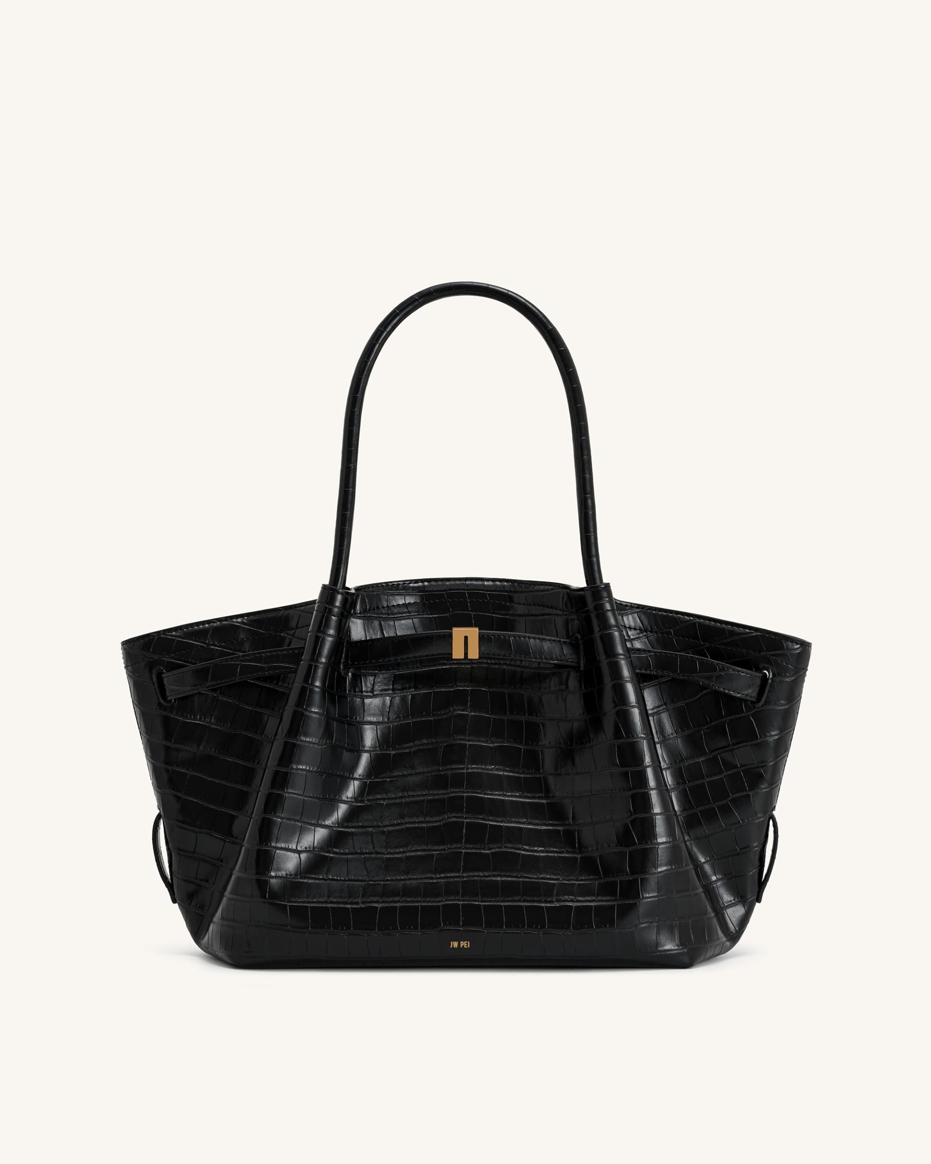 Hana Medium Tote Bag - Black Croc 3