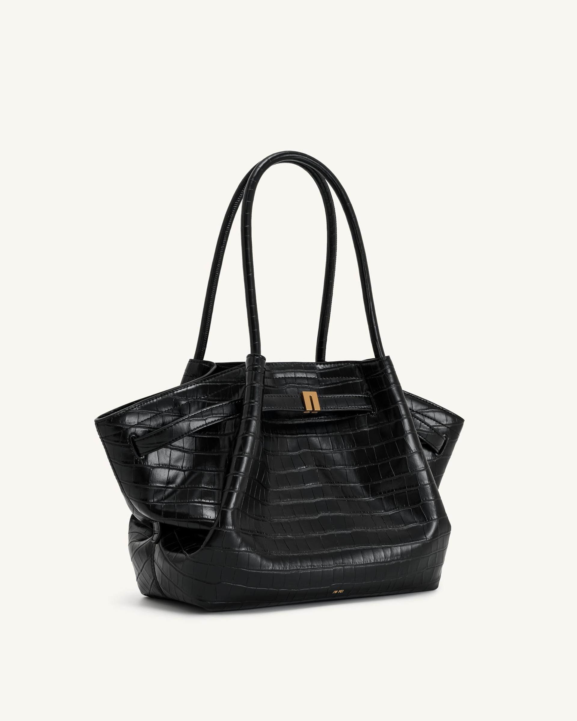 Hana Medium Tote Bag - Black Croc 4