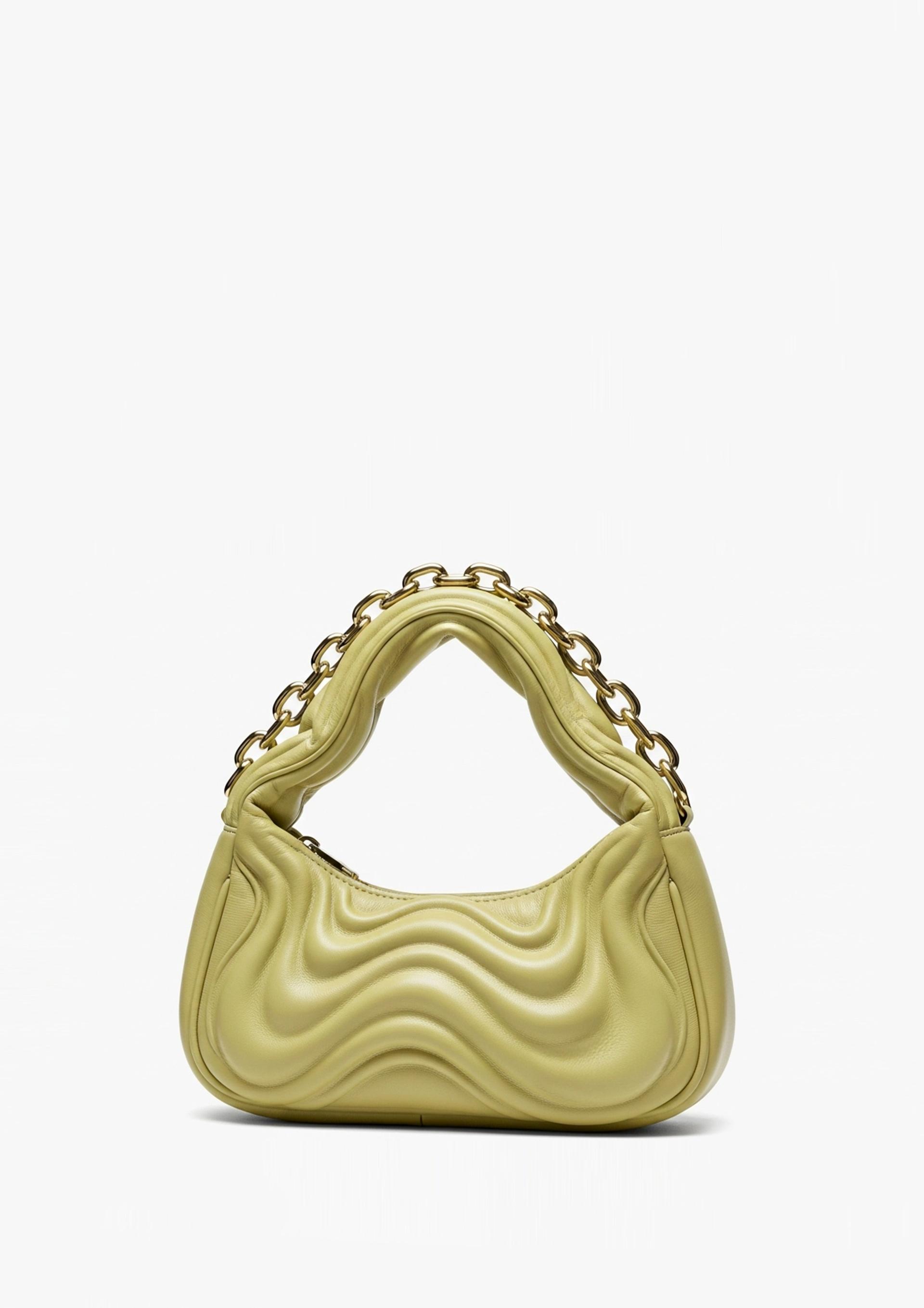 Mia Wavy Leather Shoulder Bag - Green