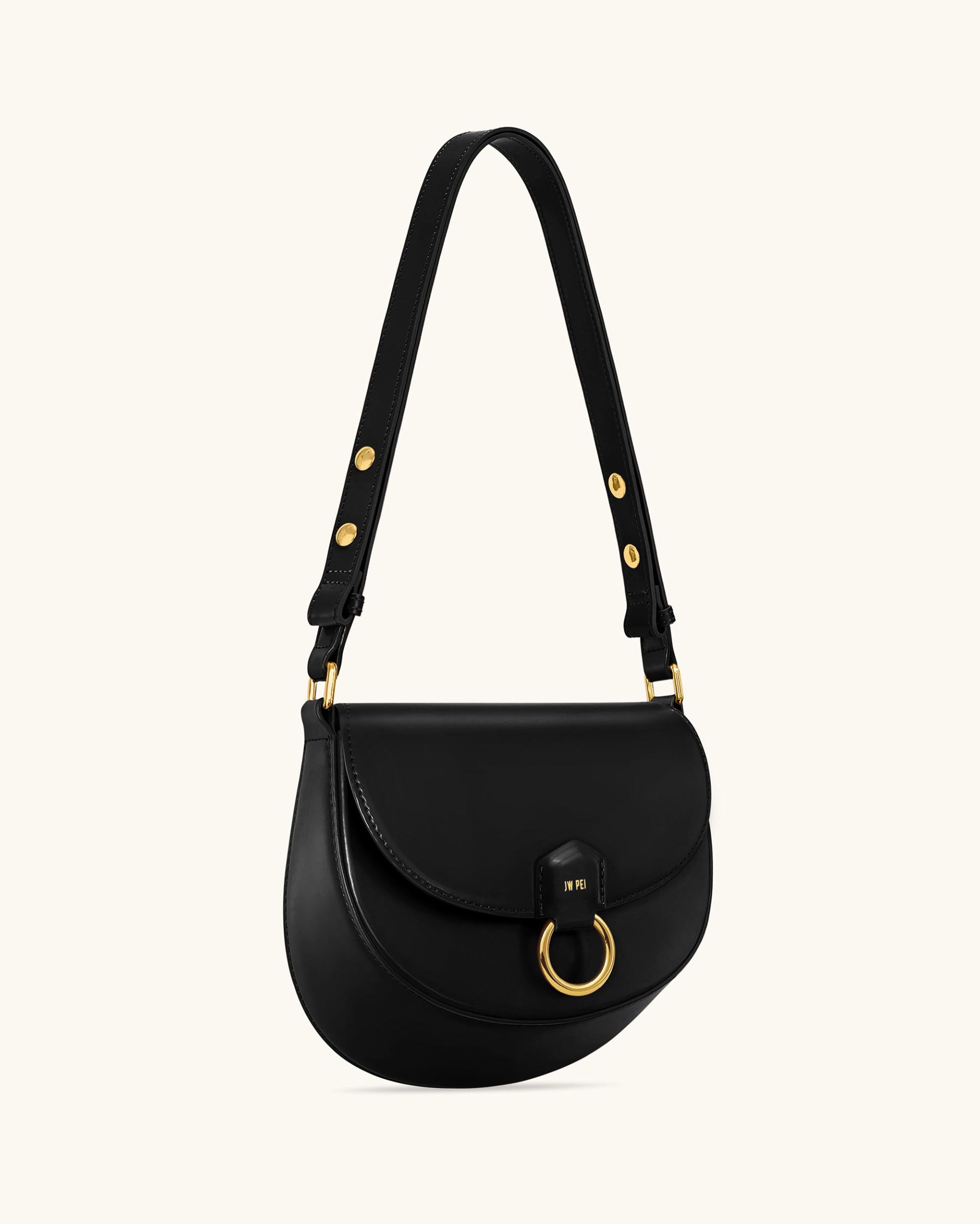 Diana Ring Flap Saddle Bag - Black 2