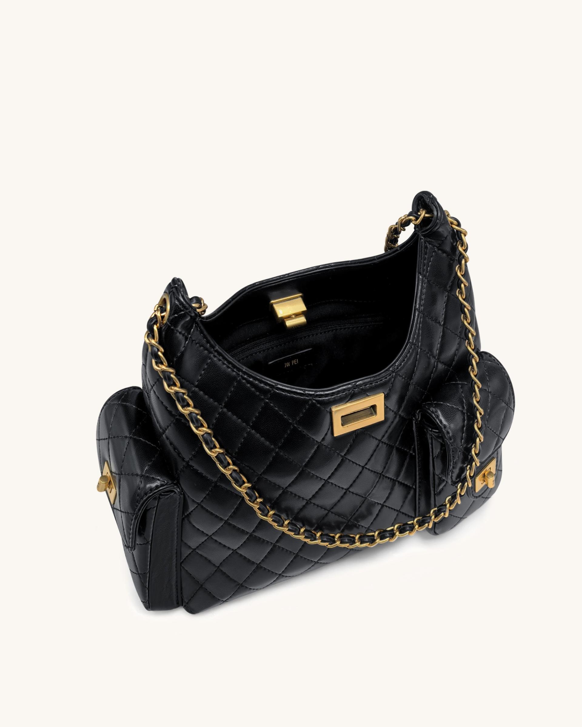 Vivian Quilted Chain Shoulder Bag - Black 4