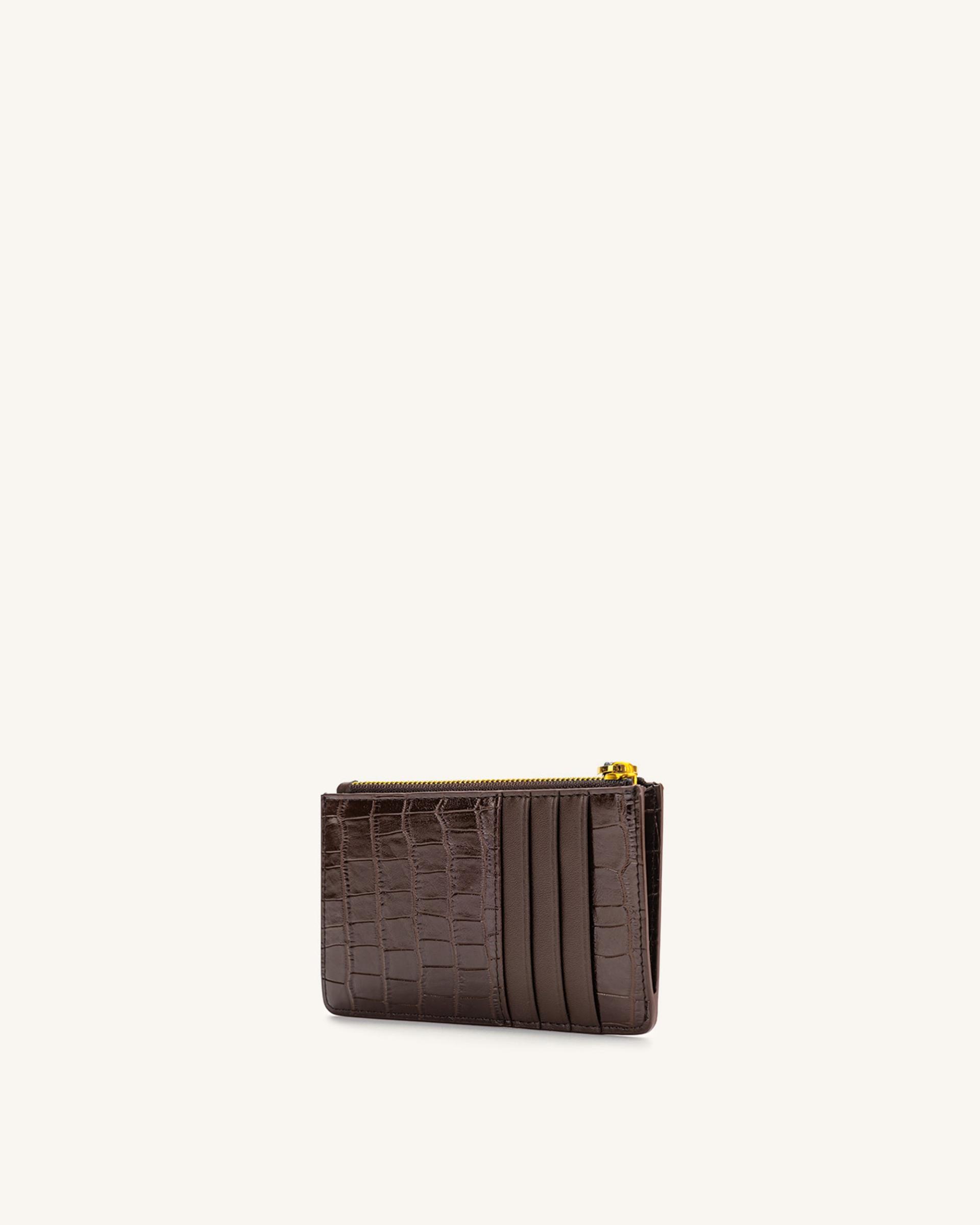 Quinn Zipped Card Holder - Brown Croc 3