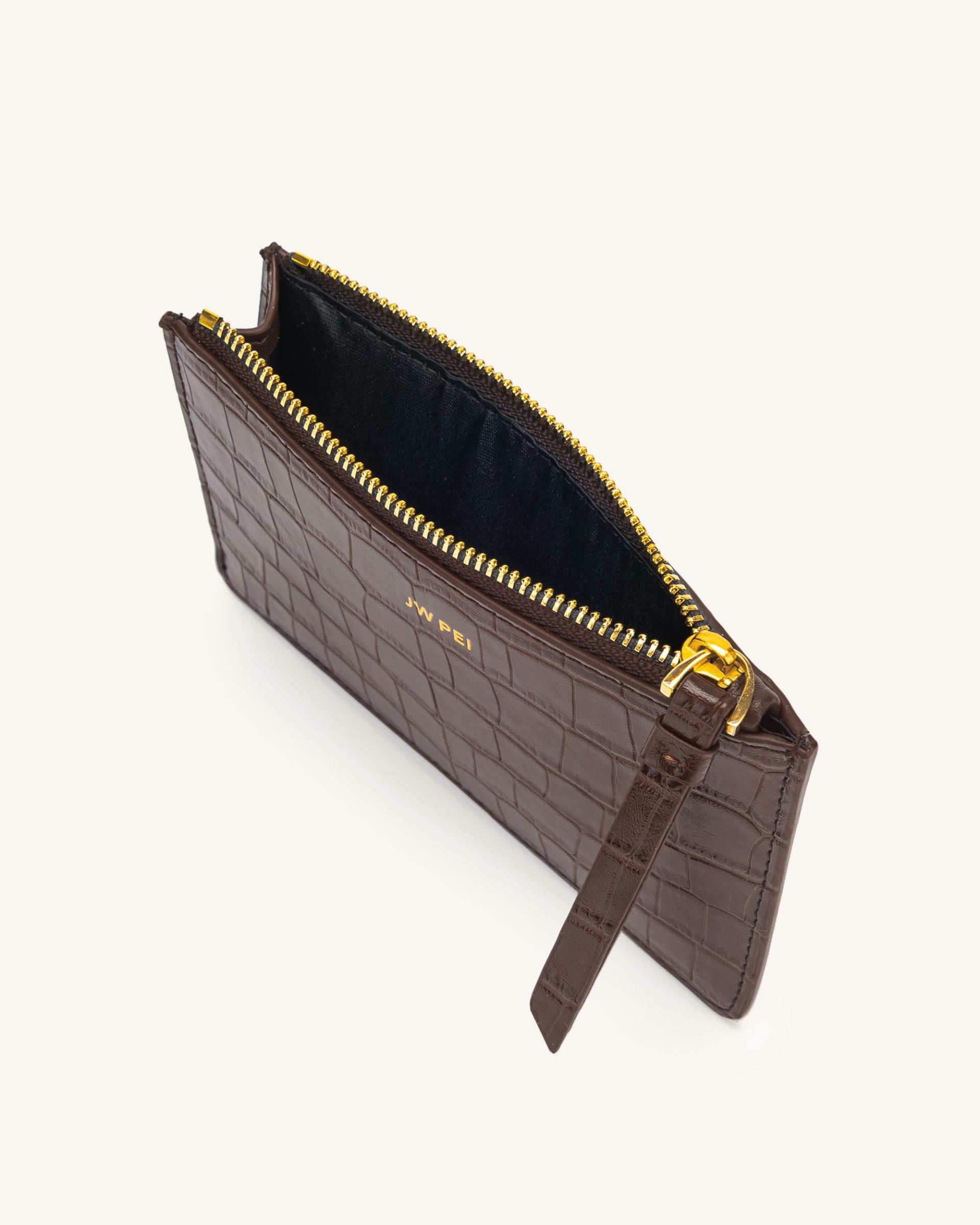 Quinn Zipped Card Holder - Brown Croc 2