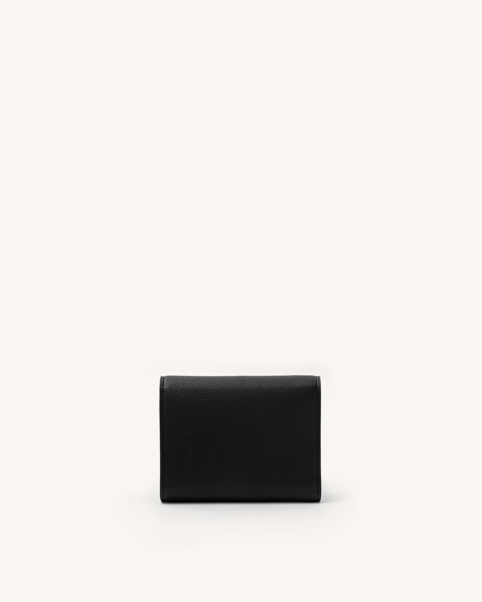 Stella Wallet - Black Grained Vegan Leather 3