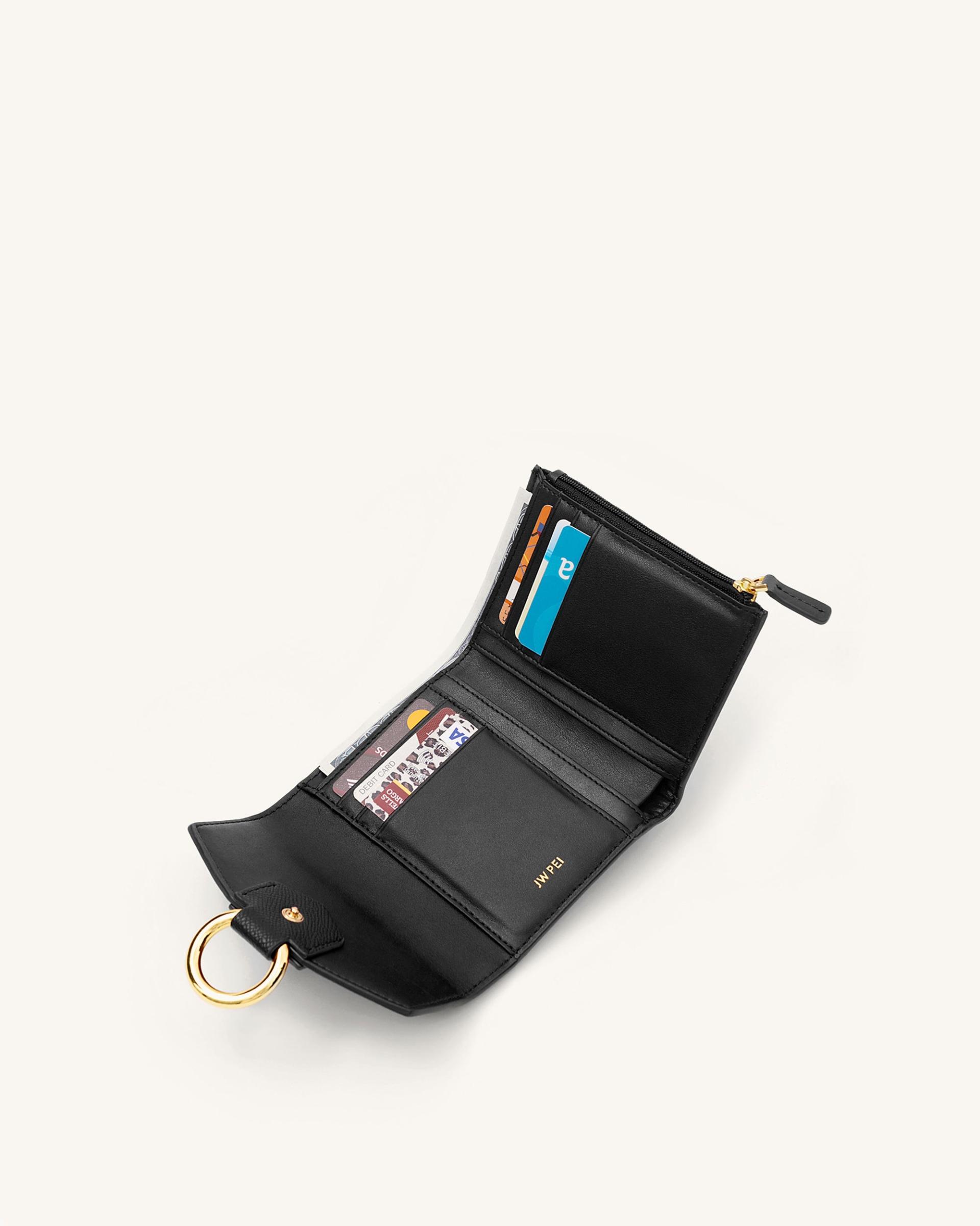 Stella Wallet - Black Grained Vegan Leather 4