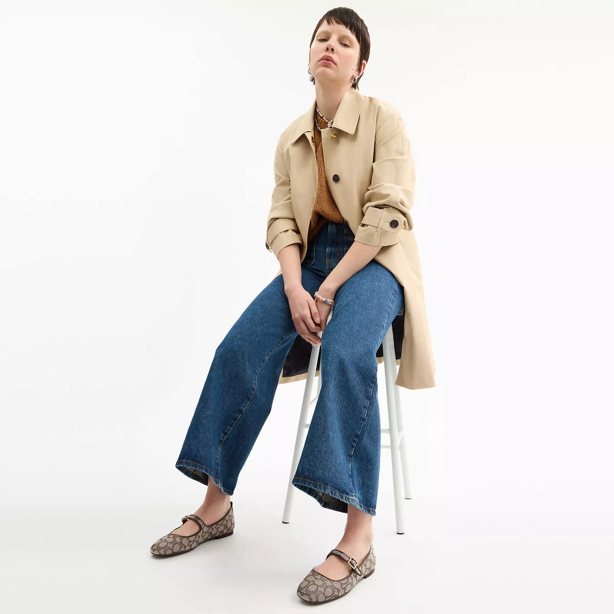 C Rivet Mary Jane In Signature Jacquard 5