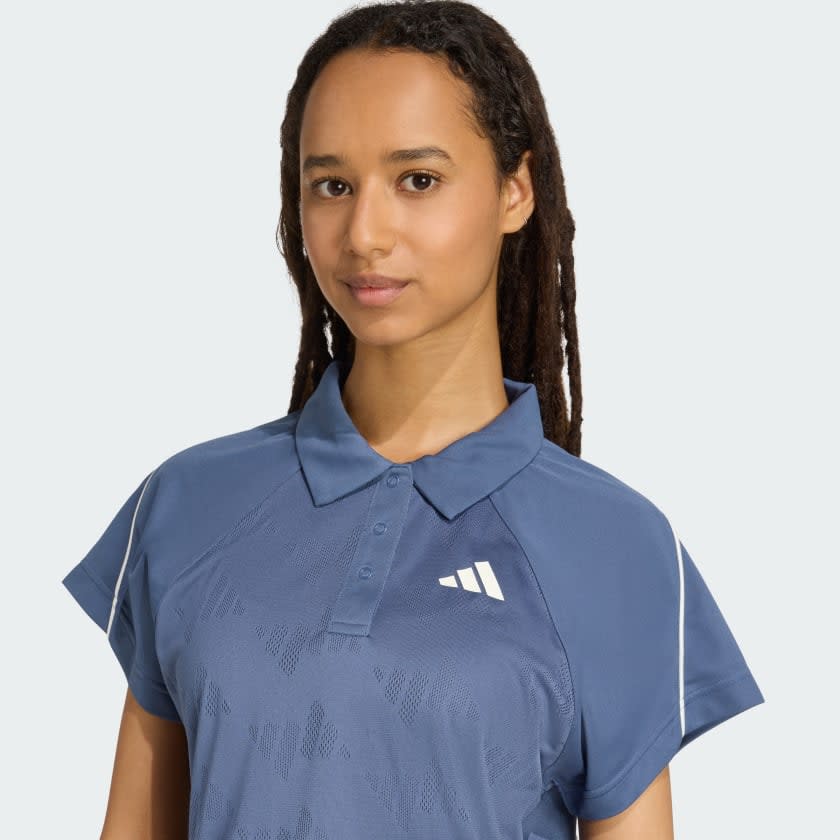 Adidas Stadium 3-Stripes Tennis Inspired Jacquard Polo Tee Women 5