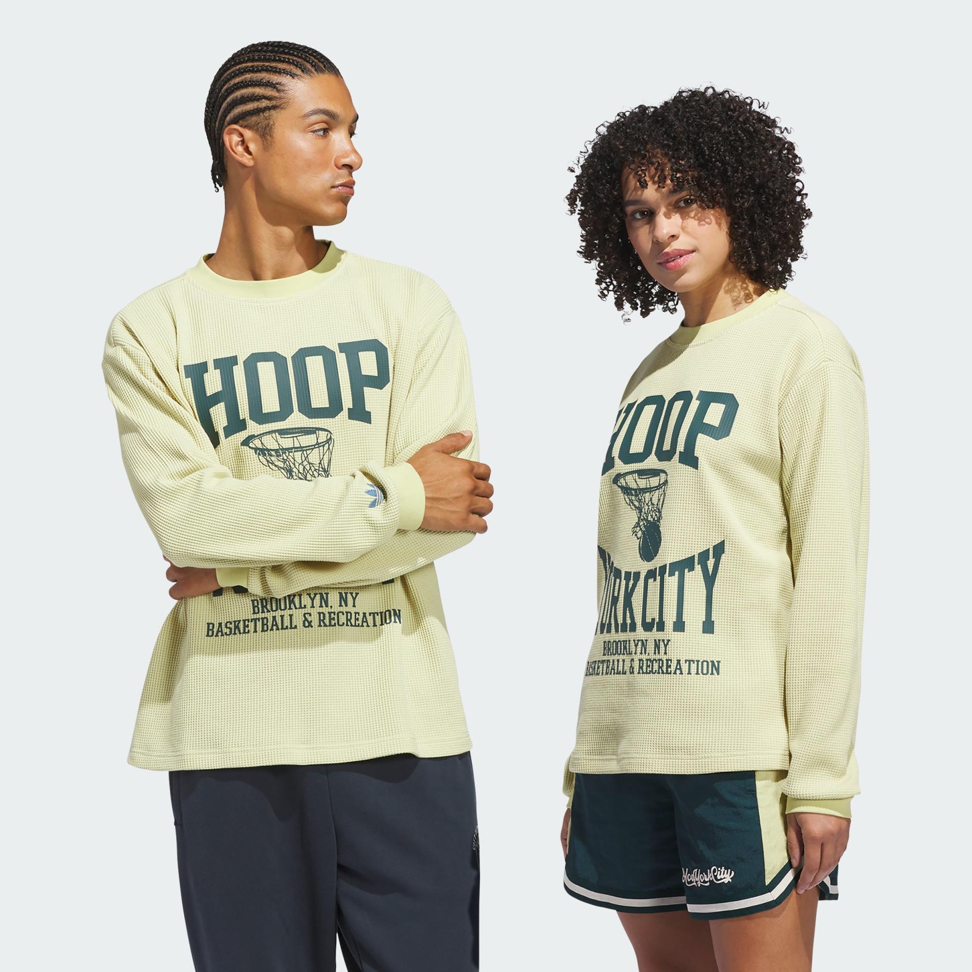 Adidas Hoop York City Long Sleeve Cotton Waffle Tee Men